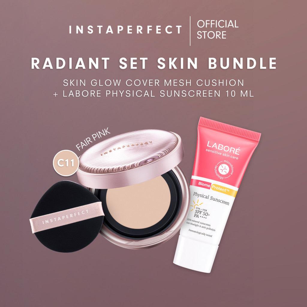 [RADIANT SET SKIN BUNDLE] Instaperfect Skin Glow Cover Mesh Cushion + Labore Physical Sunscreen SPF 50 PA++++ Travel Size 10ml…