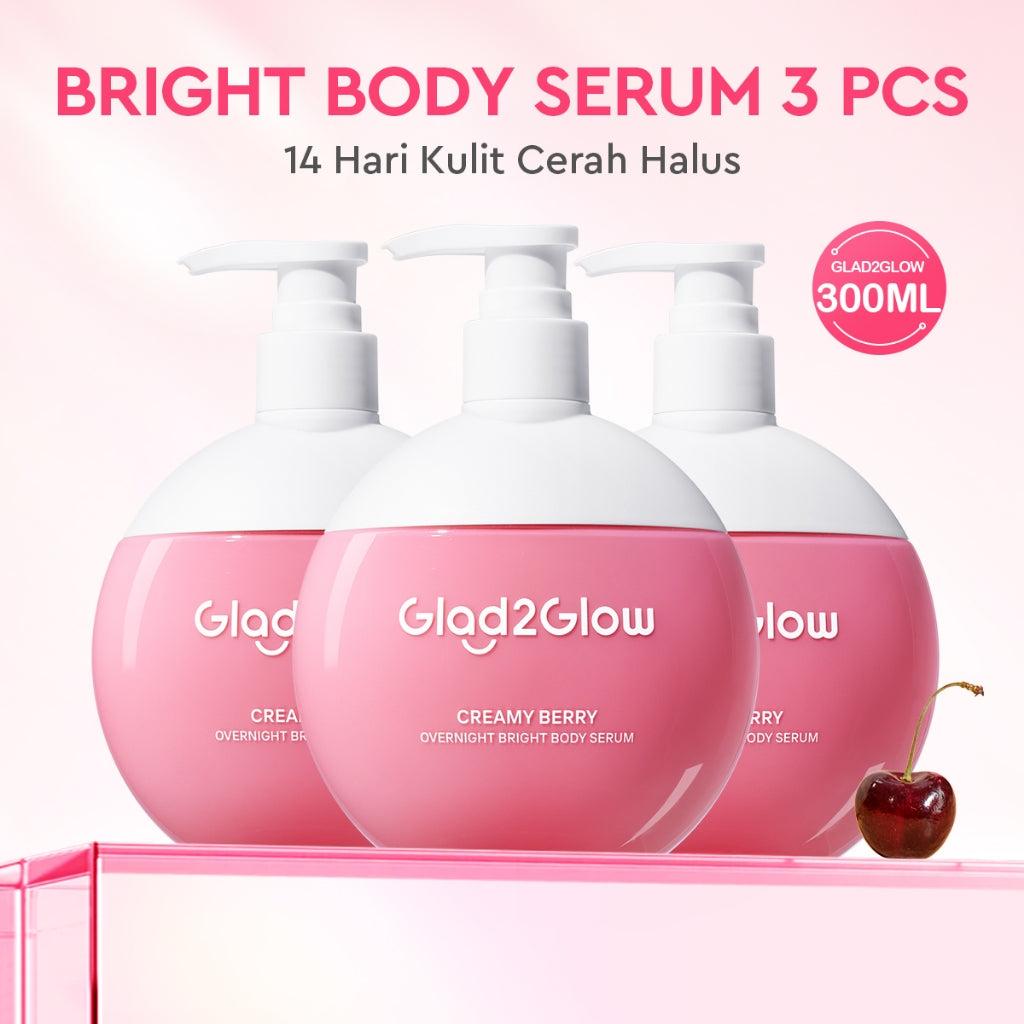Glad2Glow Creamy Berry Overnight Bright Body Serum 300ml body lotion handbody aha whitening body serum body serum lotion handbo…
