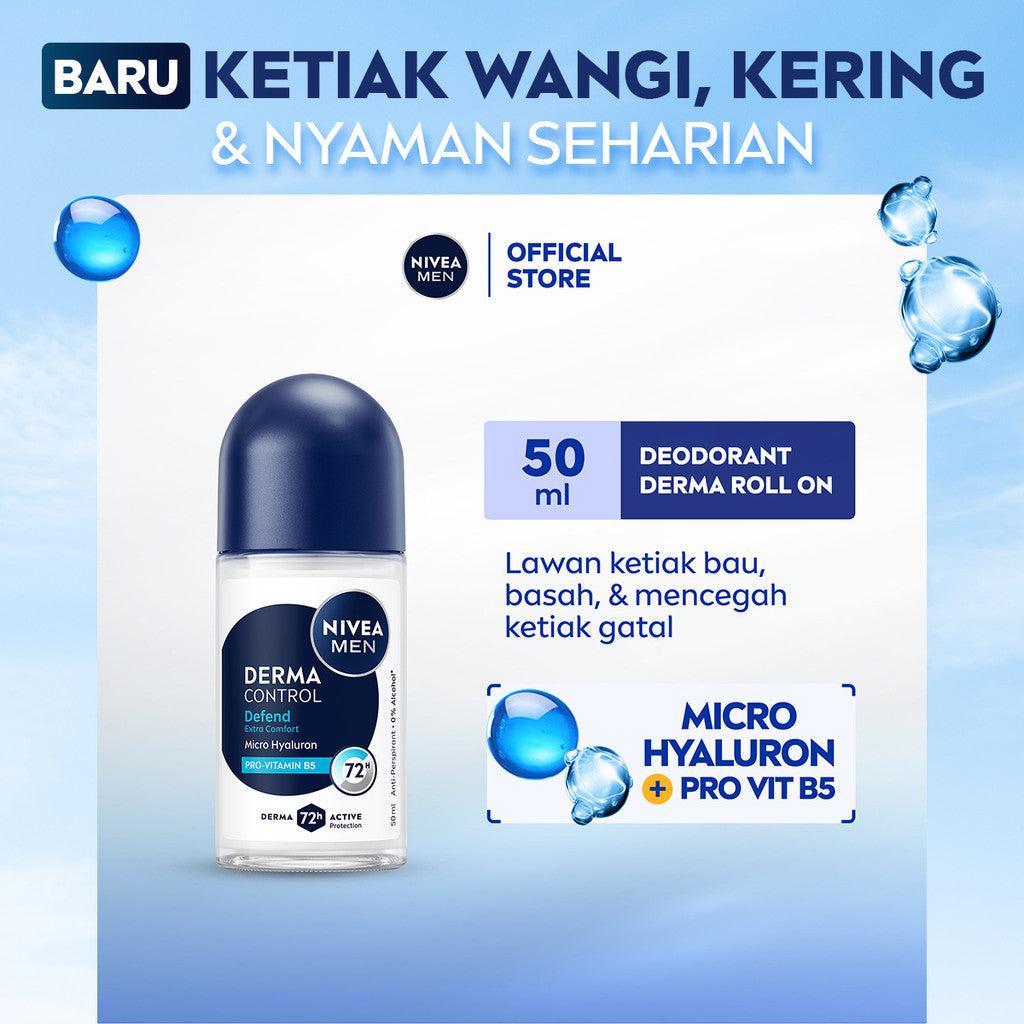 NIVEA MEN Deodorant Roll On Derma Control Defend 50ml - Deodoran pria skin barrier kulit ketiak sensitif melindungi anti kering…