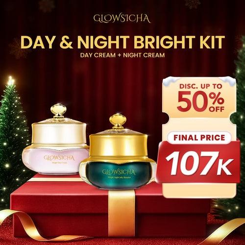 Glowsicha Bundle 2in1 Bright Day Cream Night Cream Jelly Booster - Paket Lengkap Krim Mencerahkan Wajah Siang dan Malam Dengan…