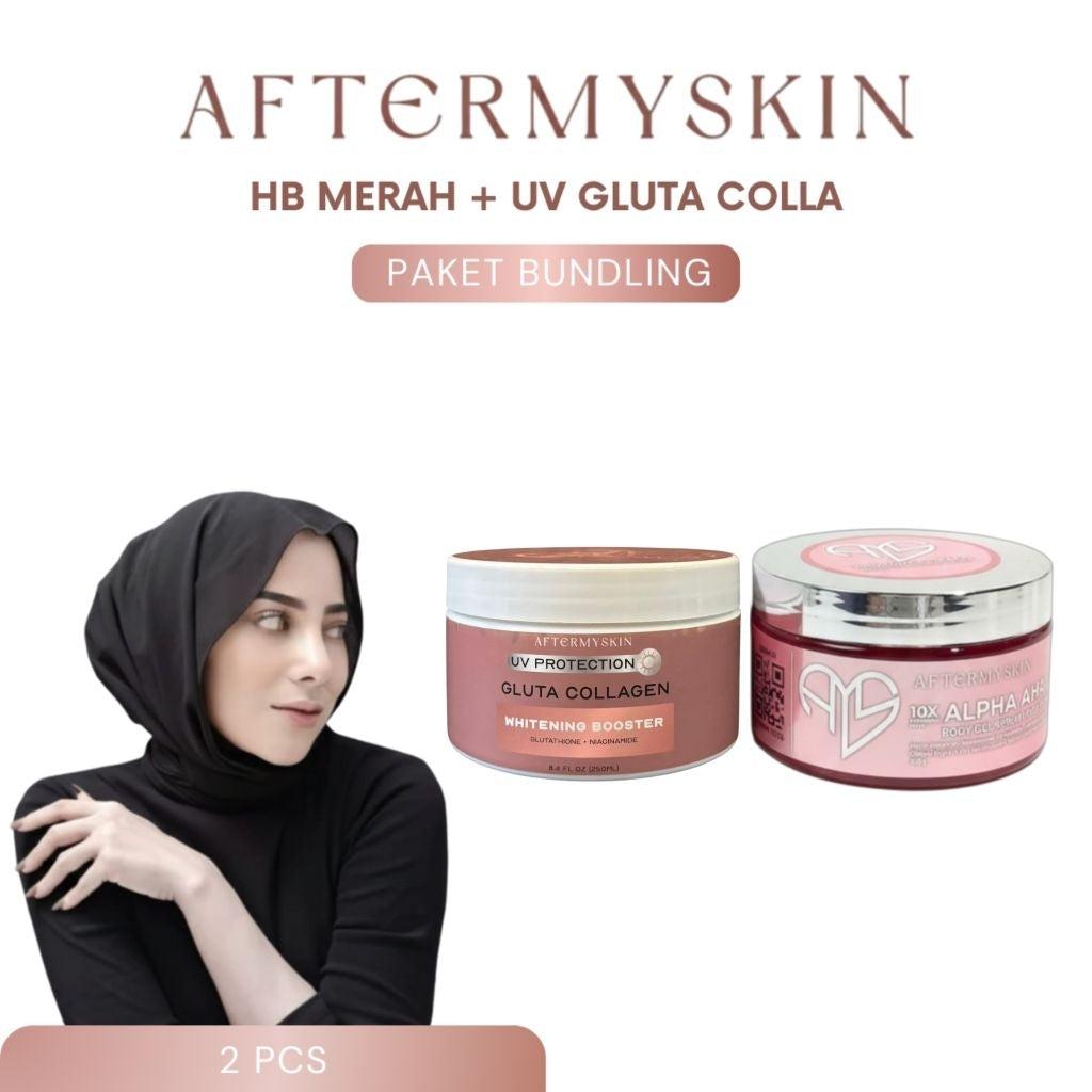 AFTERMYSKIN - Afterskin Bundling HB UV Protection Gluta Collagen + HB Merah | Paket HB Lotion Siang Malam