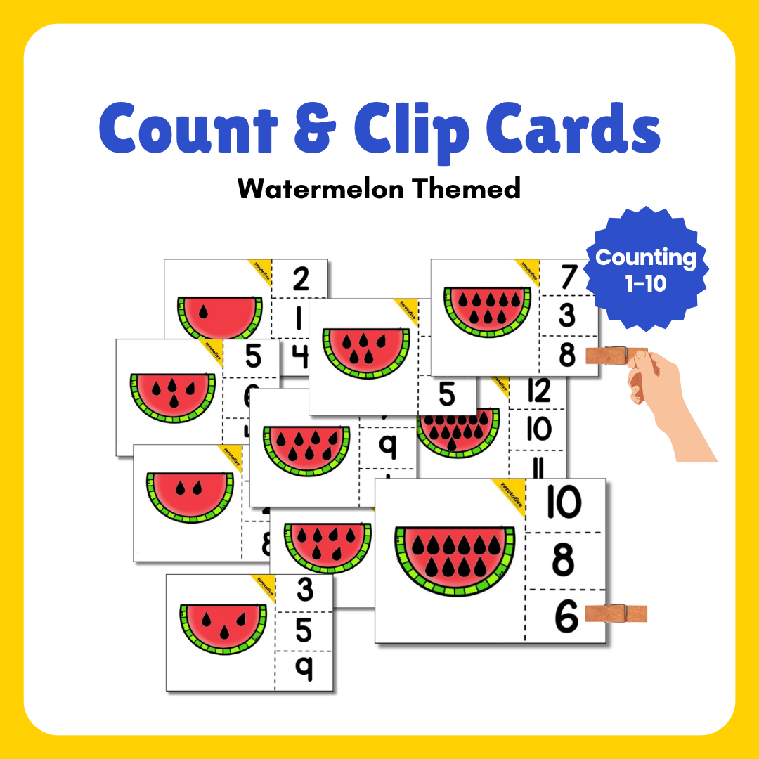 Watermelon Themed Count and Clip Cards from 1 to 10