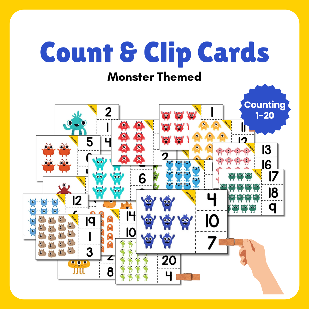 Monster Themed Count and Clip Cards from 1 to 20
