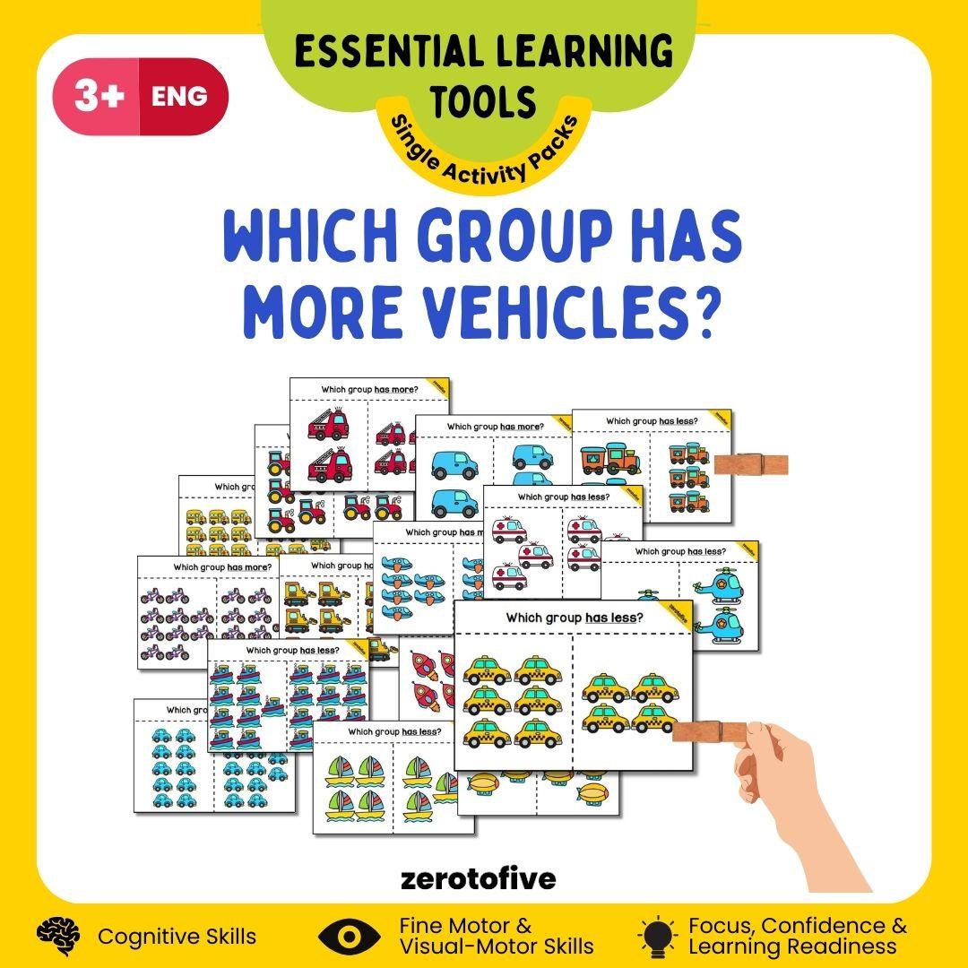 Which Group Has More Vehicles? Transportation Themed
