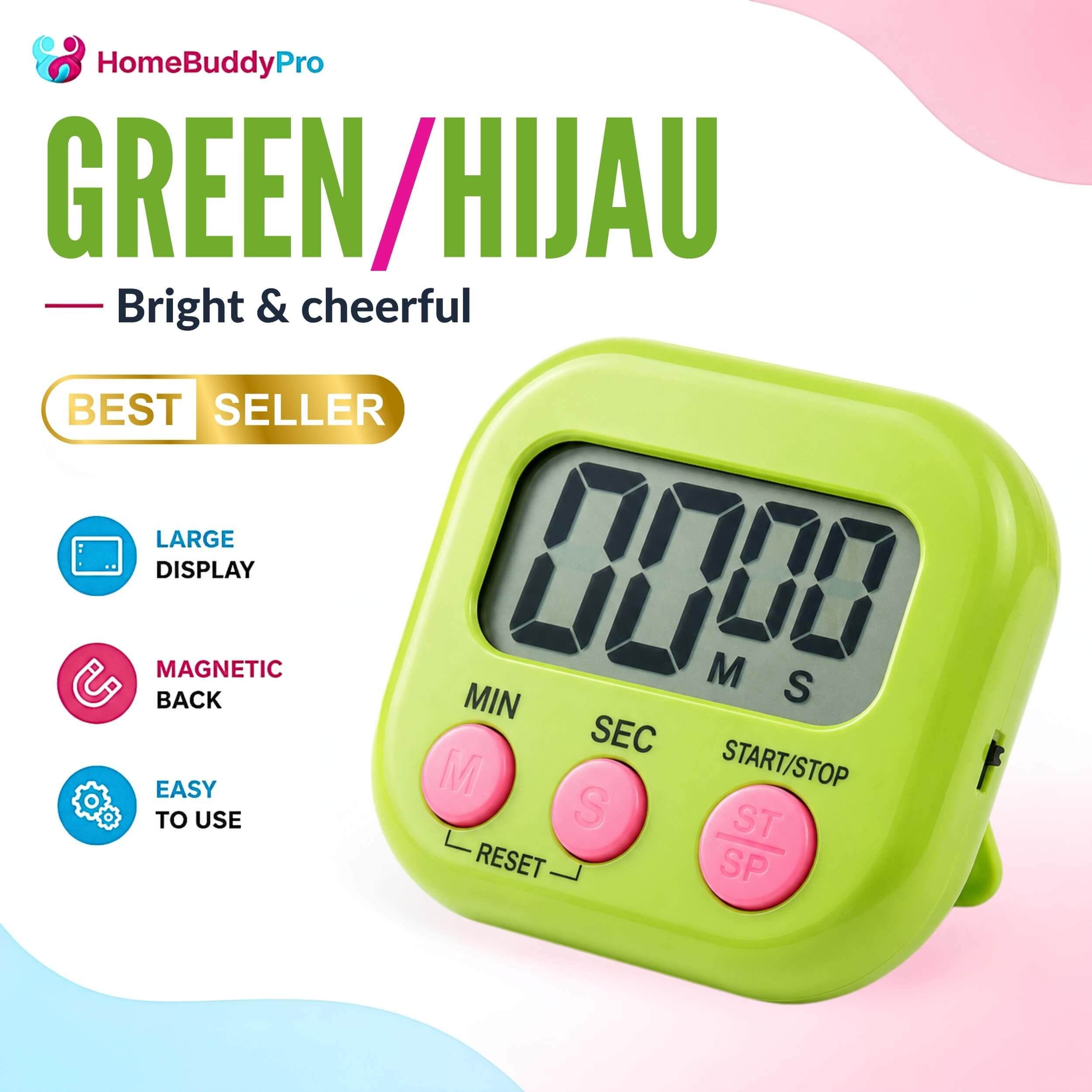 Magnetic LCD Digital Timer Alarm Clock Baking Cooking Medicine Countdown Jam Randik Elektronik