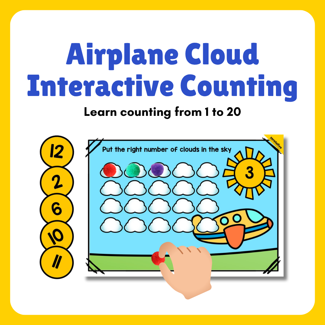 Airplane Cloud Interactive Counting 1 to 20