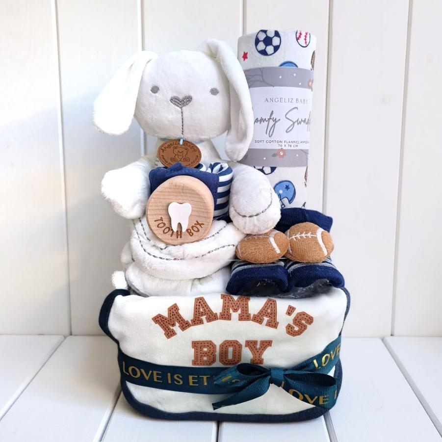 Angeliz Pa&Ma Bunny Toothbox Memory Baby Hamper Basket Gift Set Blue 8pcs