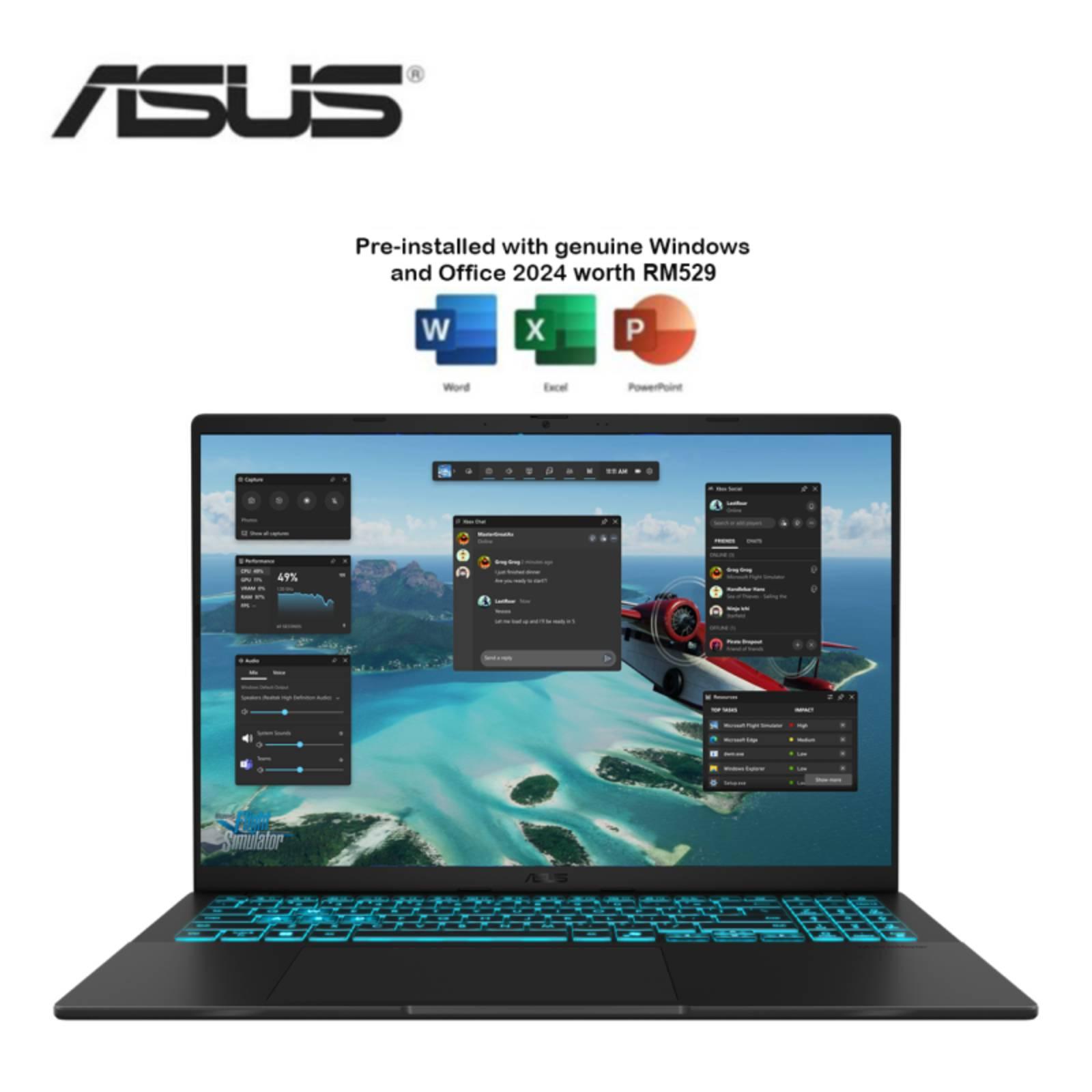 (PREORDER) Asus V16 V3607V 16'' WUXGA Gaming Laptop Black ( NVIDIA® GeForce RTX™ 4050, C5-210H, 16GB, 512GB SSD, W11, HS+M365 )