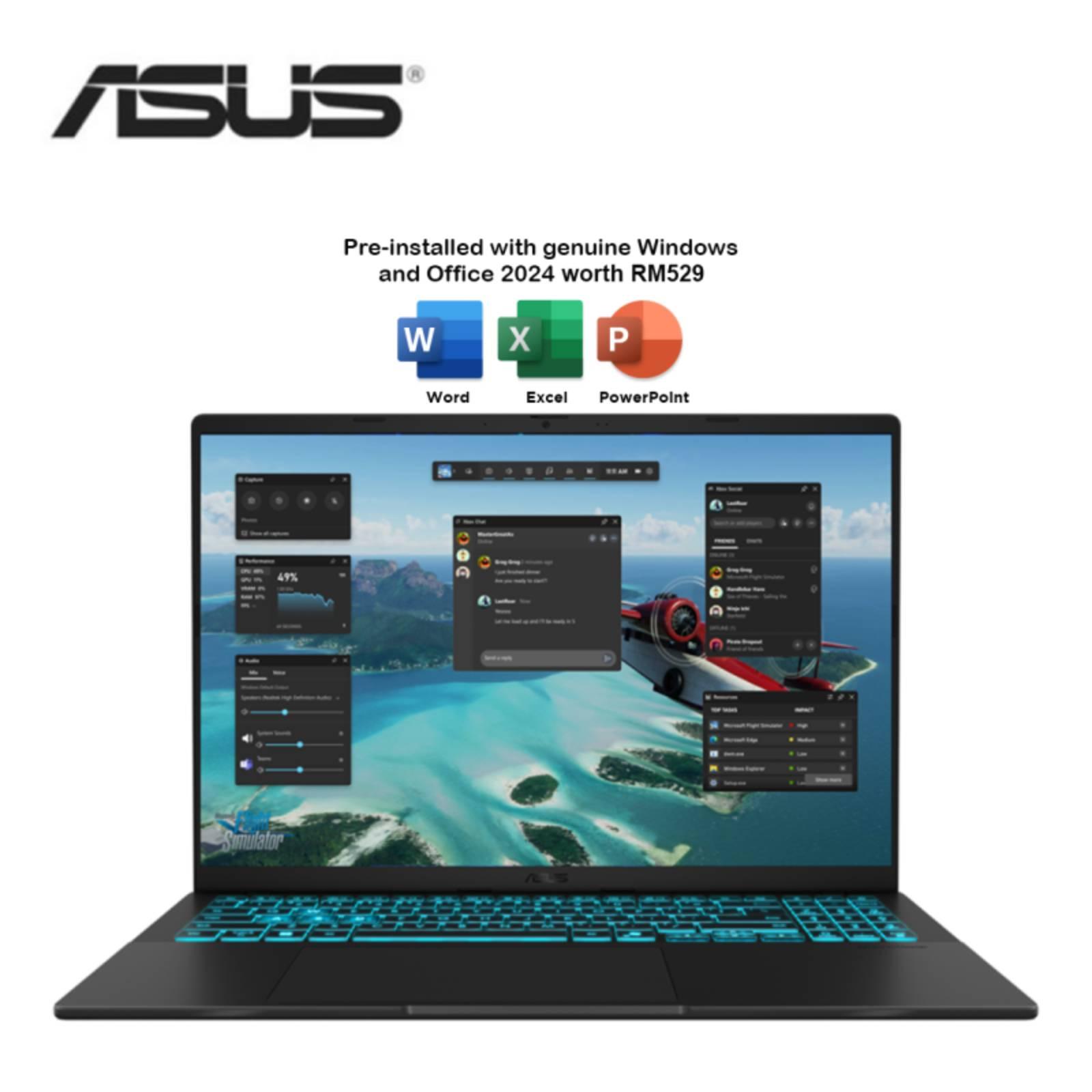 (PREORDER) Asus V16 V3607V 16'' WUXGA Gaming Laptop Black ( C5-210H, 8GB, 512GB SSD, RTX3050 6GB, W11, HS+M365 )
