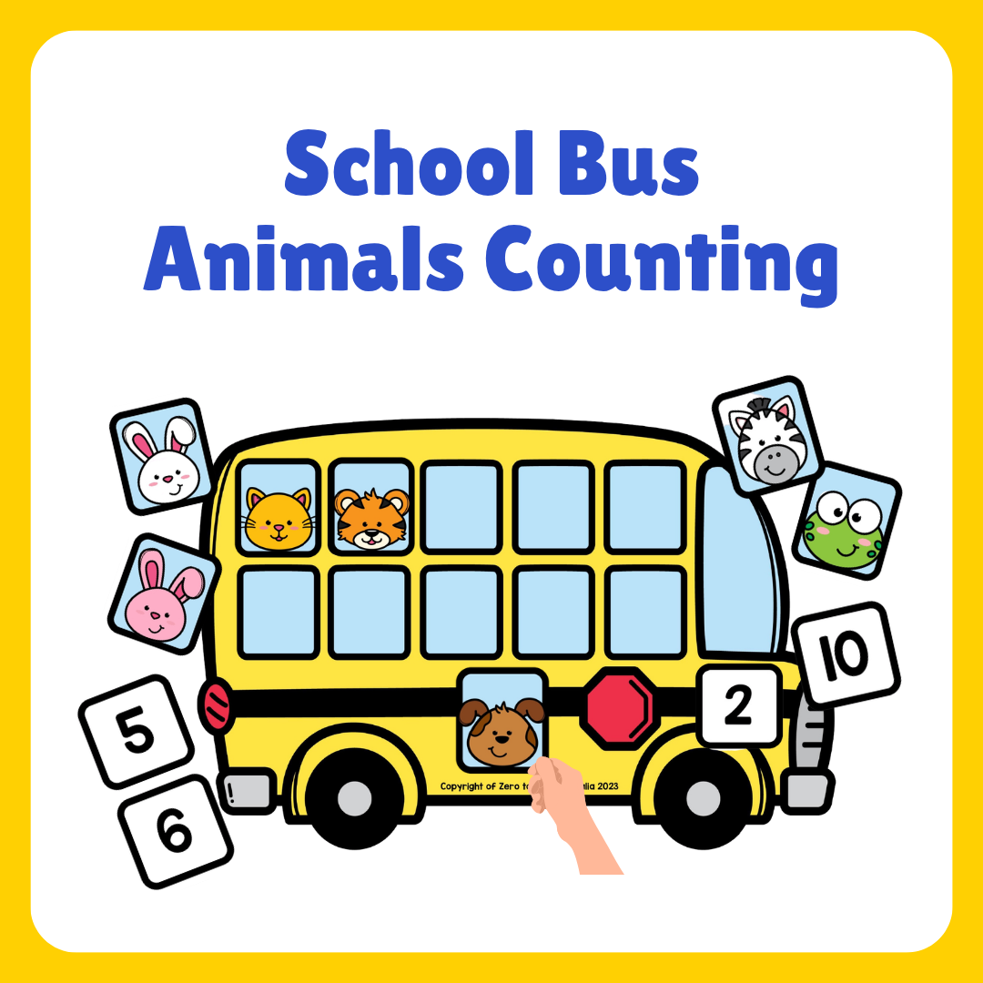 School Bus Animals Counting from 1 to 10