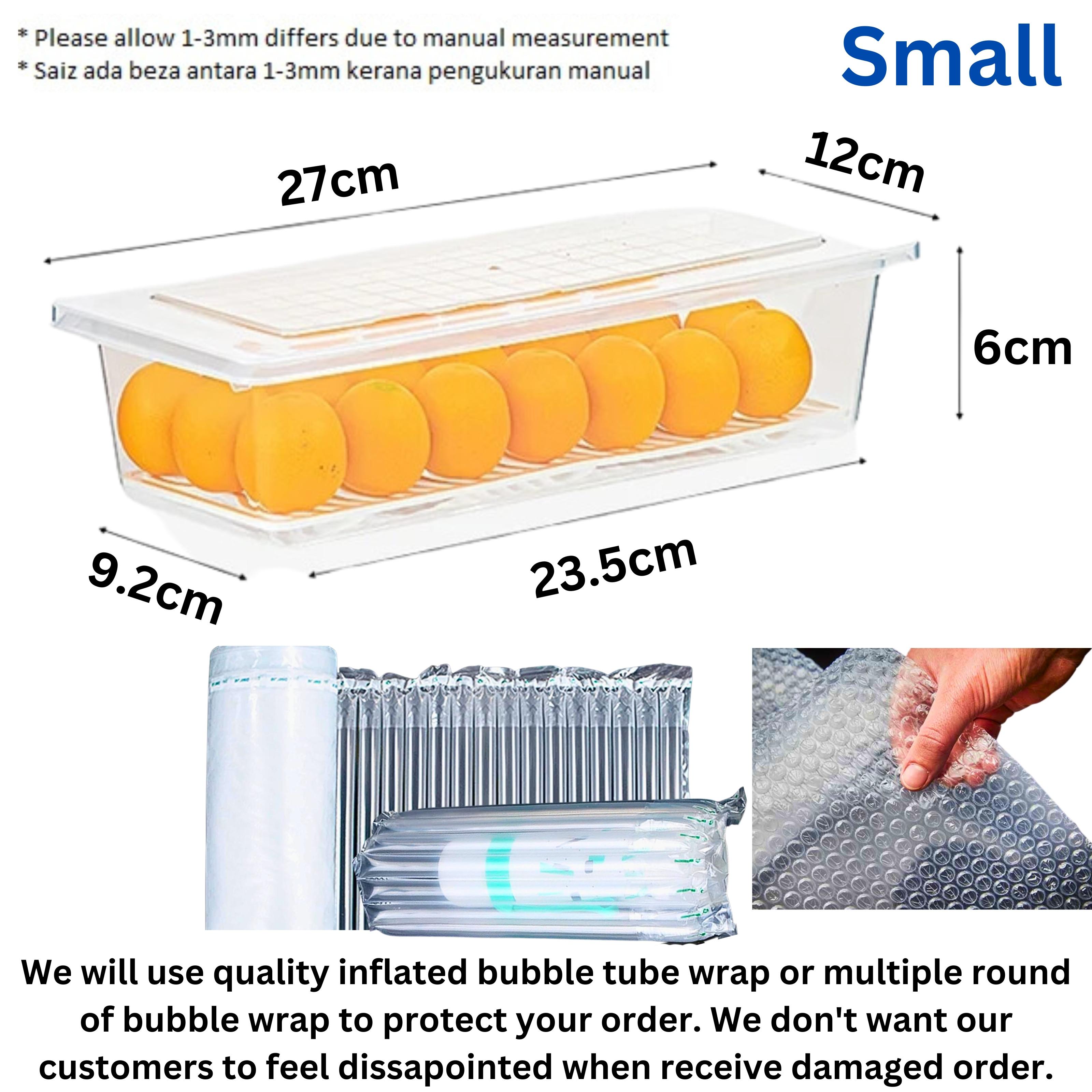 Refrigerator Freezer Storage Box with Drain Tray, Stackable Food Container