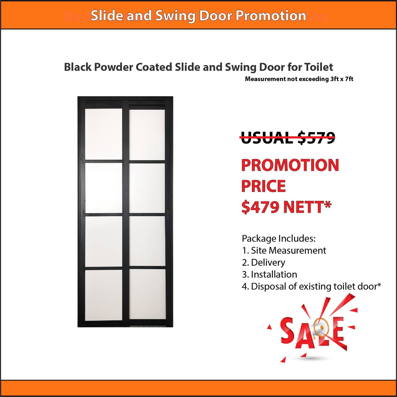 Black Powder Coated Slide and Swing Door