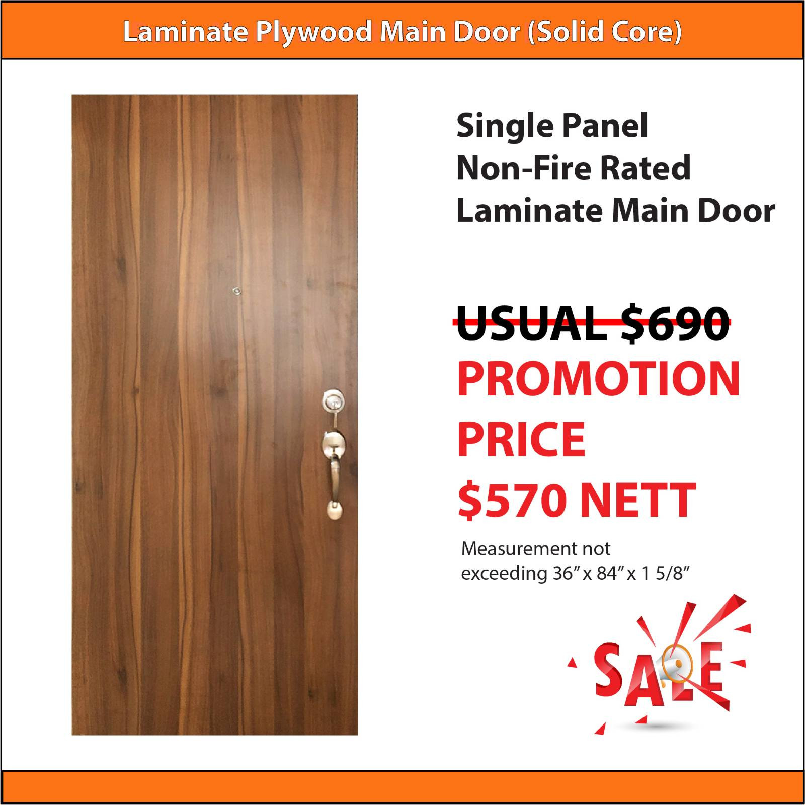 Laminate Main Door for HDB (Single Leaf not exceeding 3ft x 7ft)