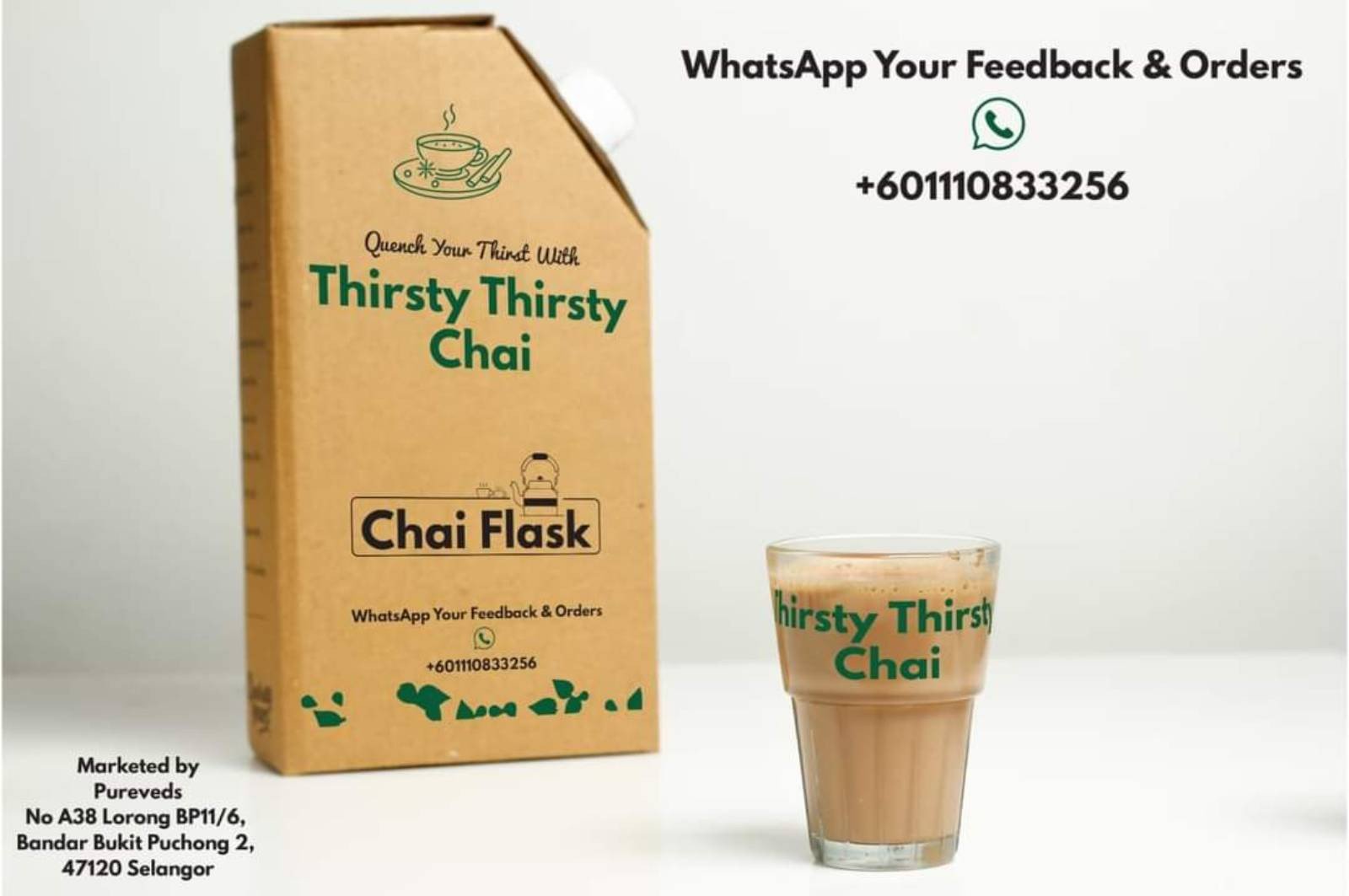 Thirsty Thirsty Chai  Disposable Hot Flask  (Ready To Drink) - Premium Quality From Malaysia