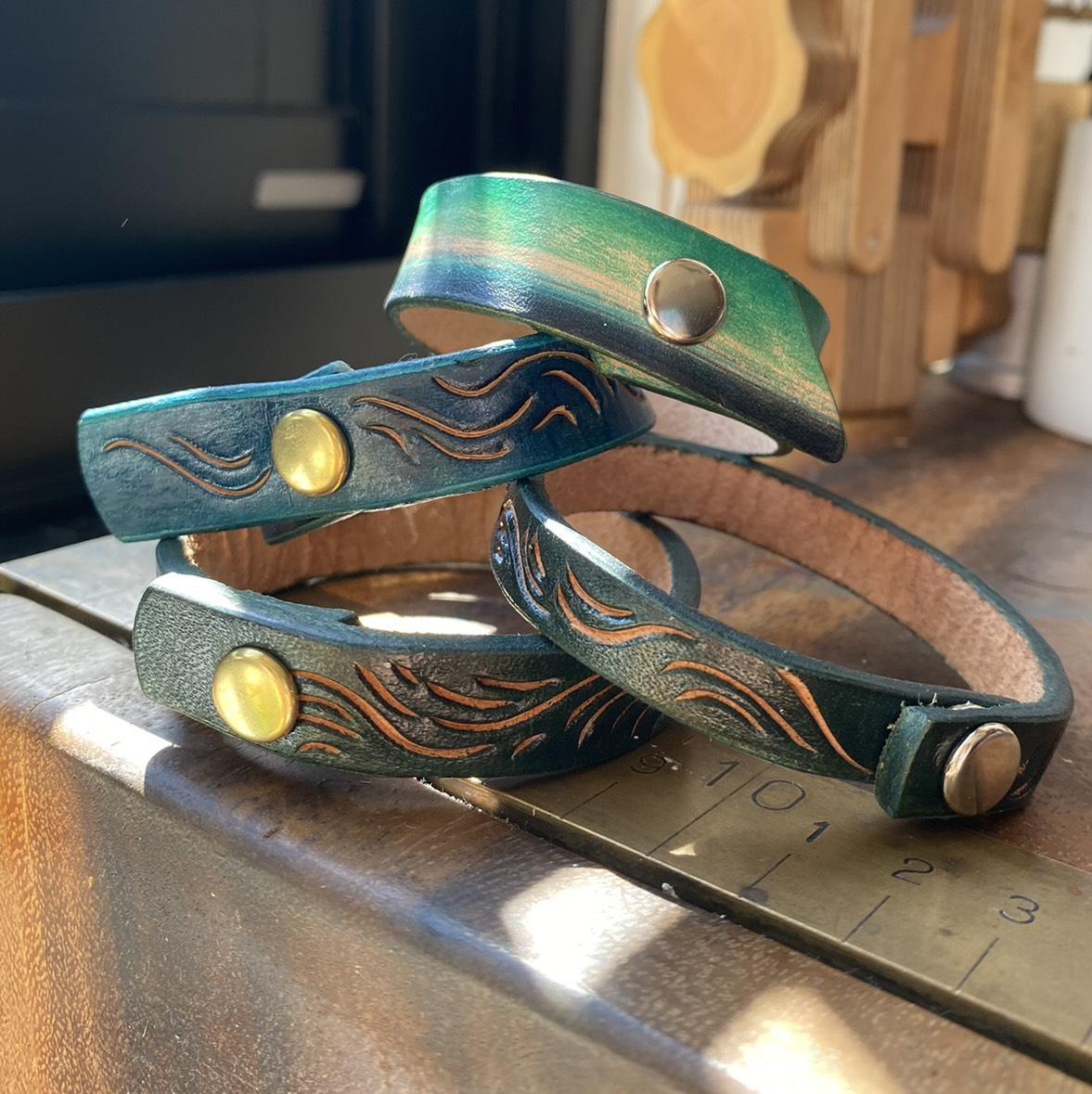Green carved bracelet