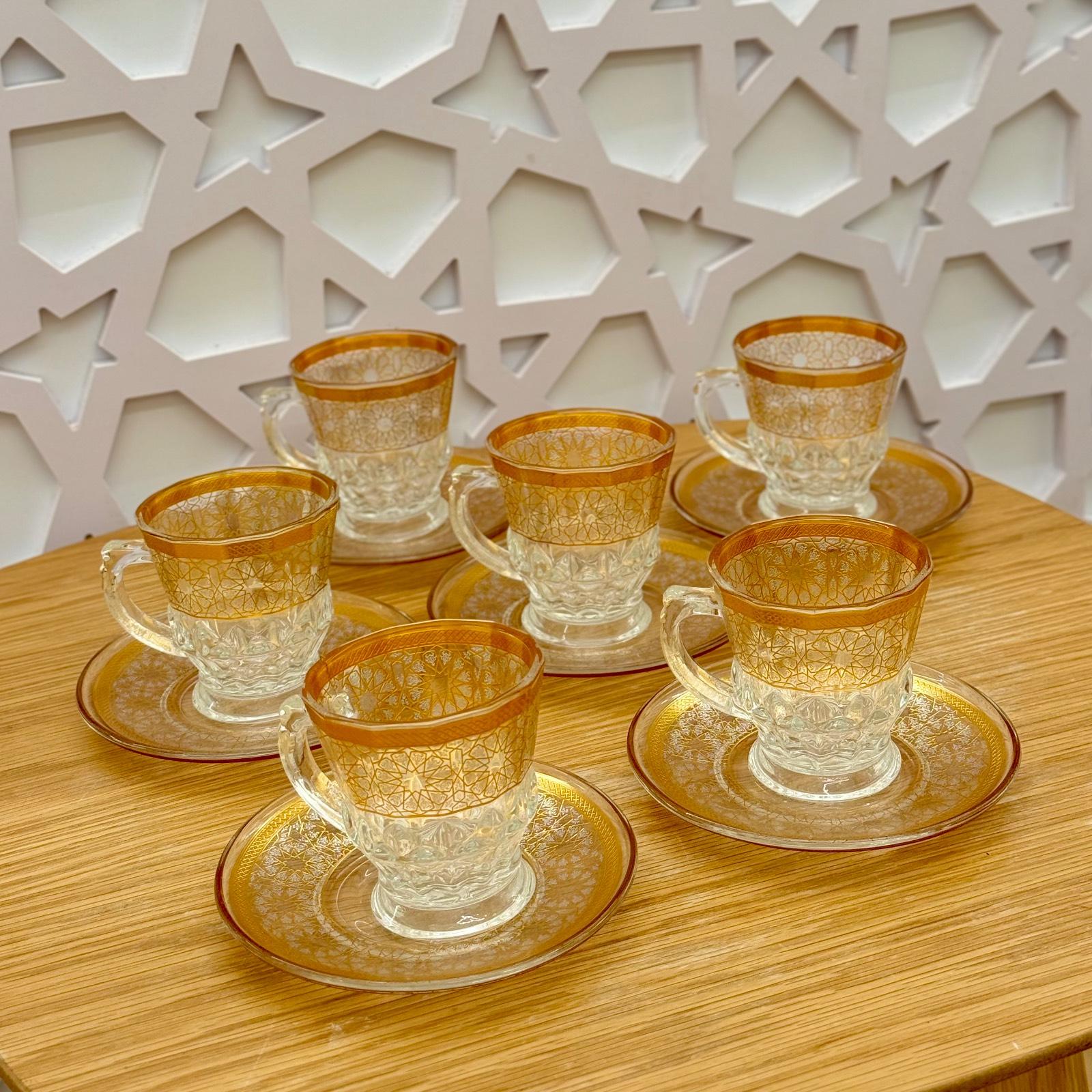 Glass Coffee Cup & Saucer Set (6-Pairs)