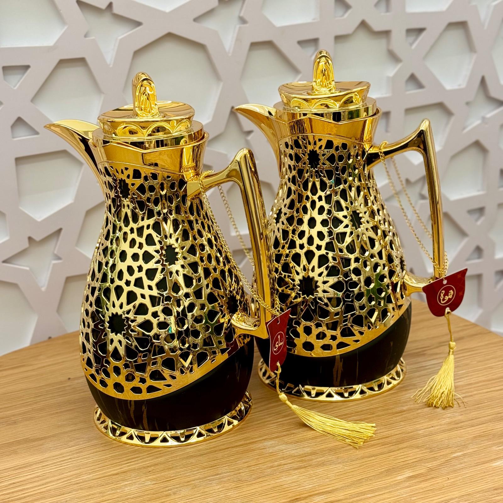 Black-Gold Coffee and Tea Thermos Flask Set (2-piece)