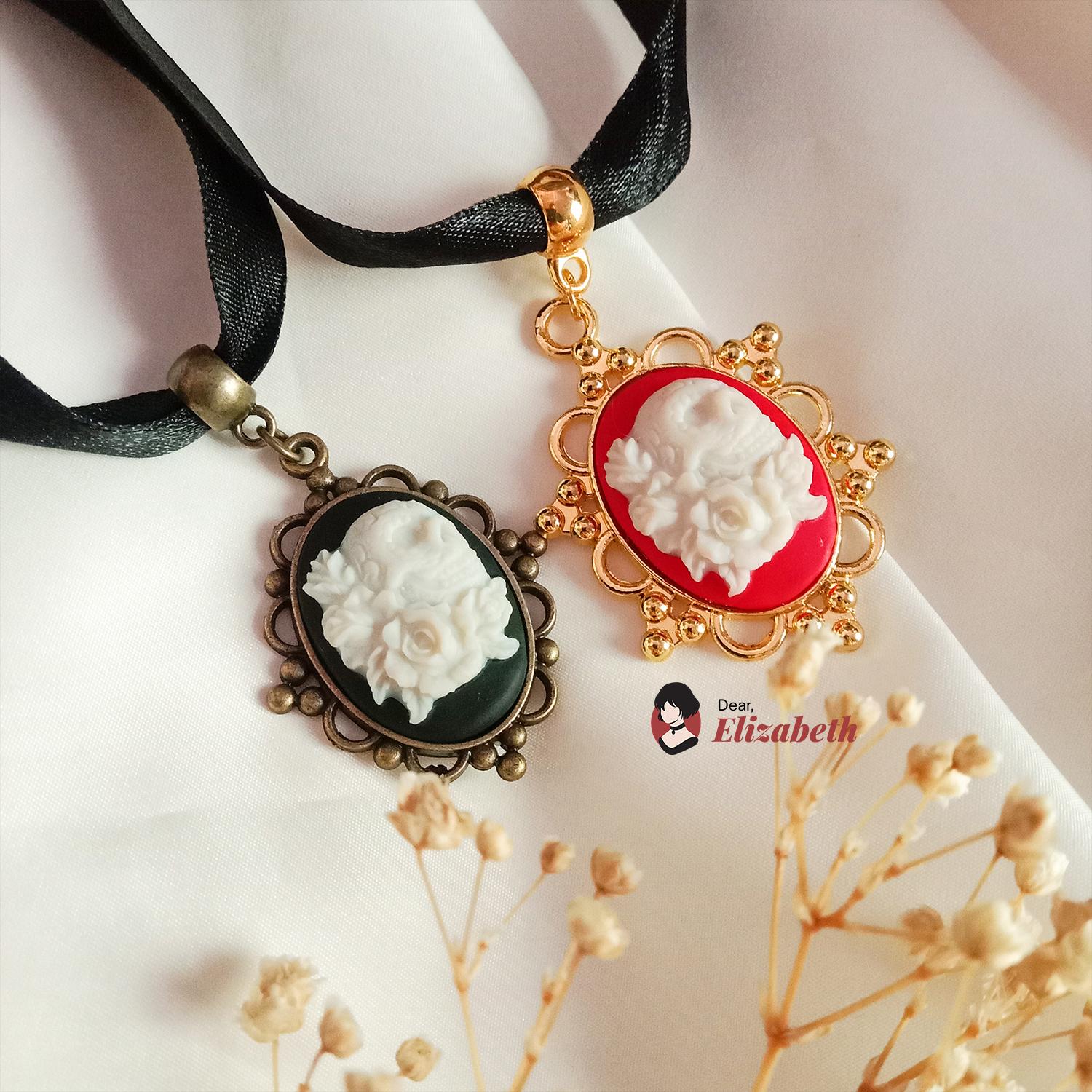 Rosa Muerte Floral Gothic Victorian Skull Ribbon Choker