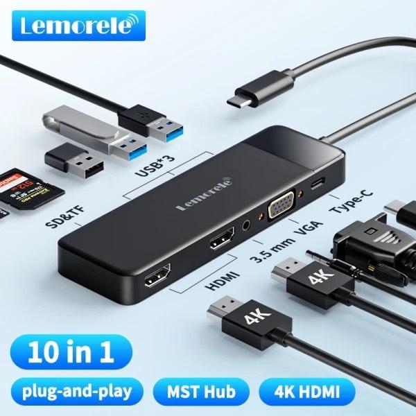 USB Hub Dock Dual HDMI VGA 10-in-1
