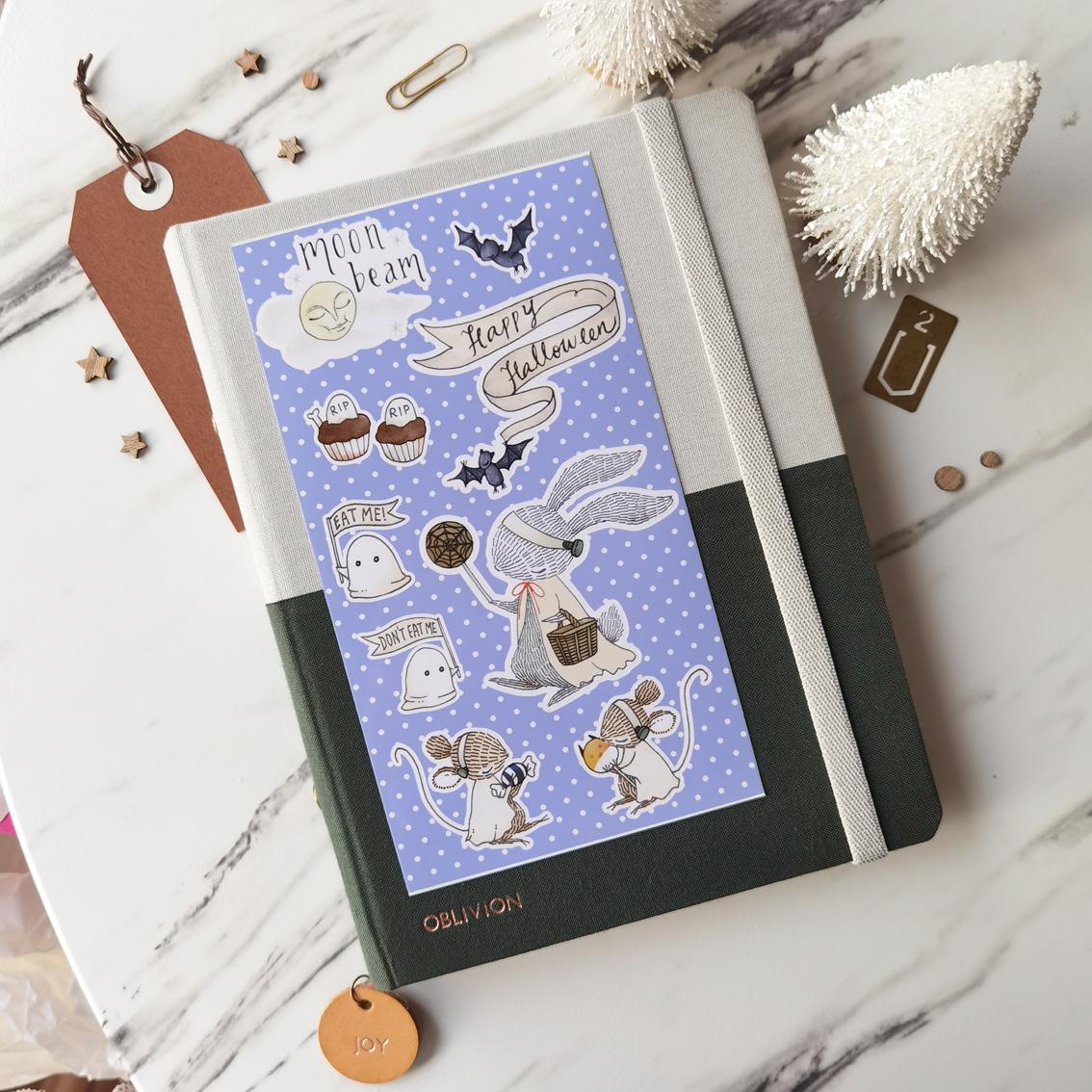 Happy Halloween, Rabbit Frankenstein - Halloween Waterproof Sticker Sheet