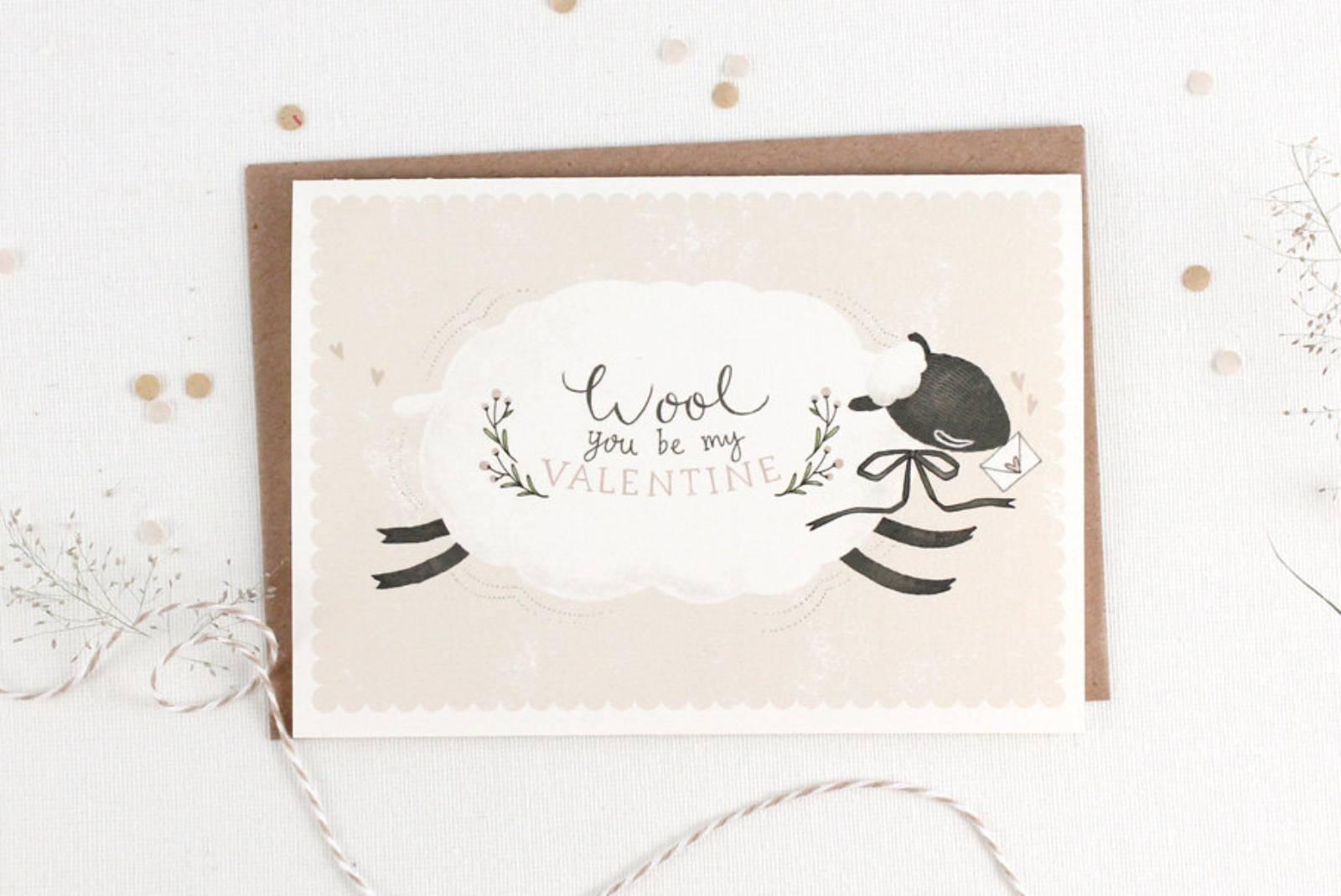 25% OFF - Wool You Be My Valentine - Valentine's Day Greeting Card