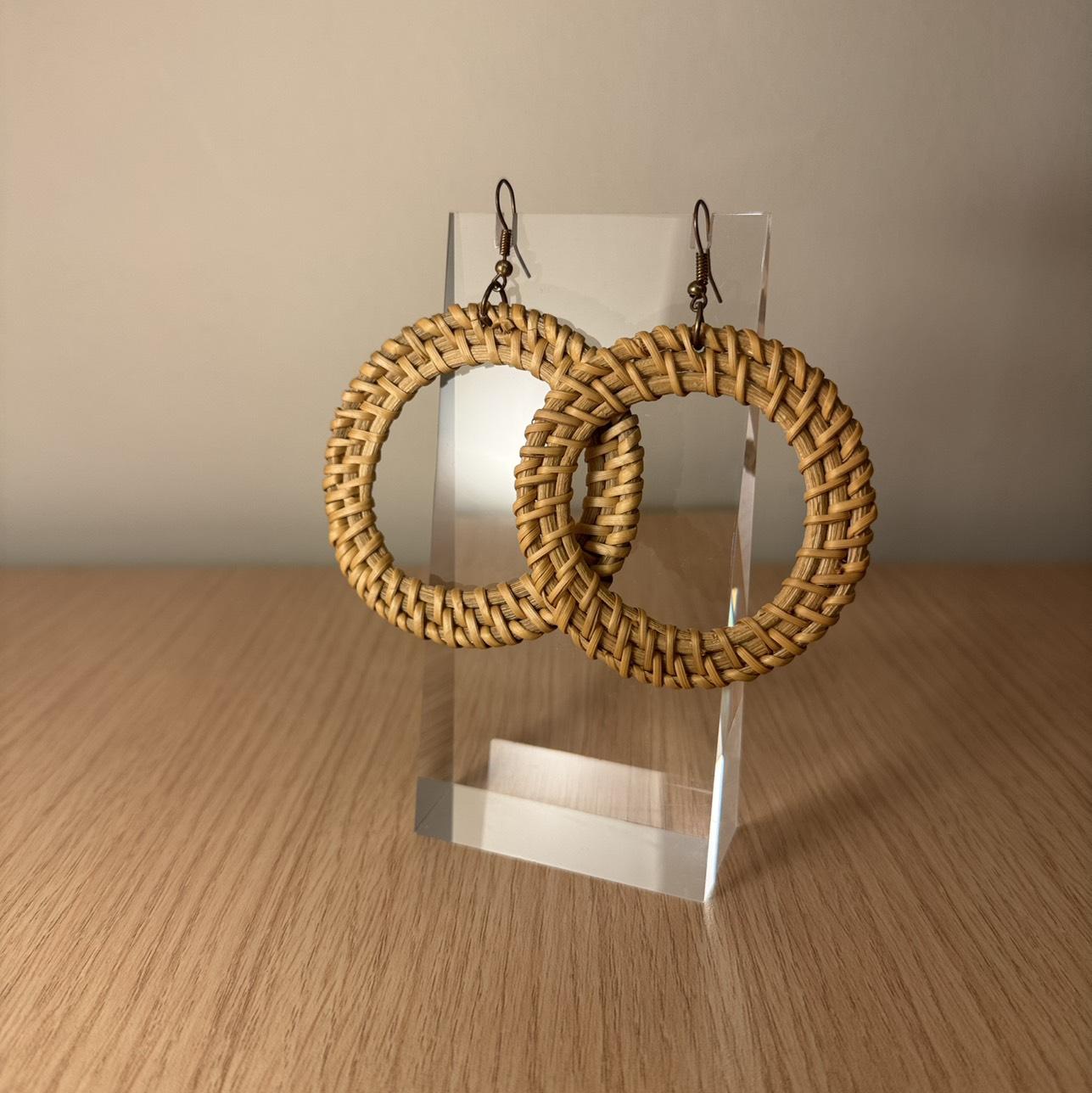 Rattan Woven Pendant Earrings