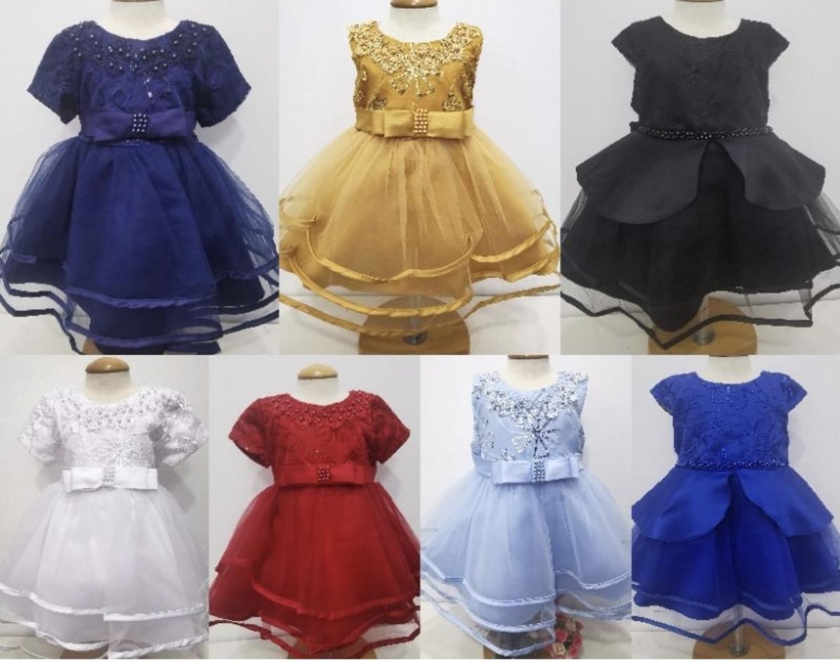 Baju Raya baby Girl Kids HitamEmas Baby Biru