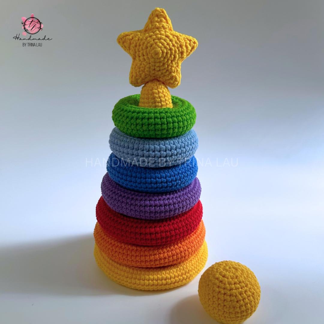 Crochet Rainbow Stacking Tower