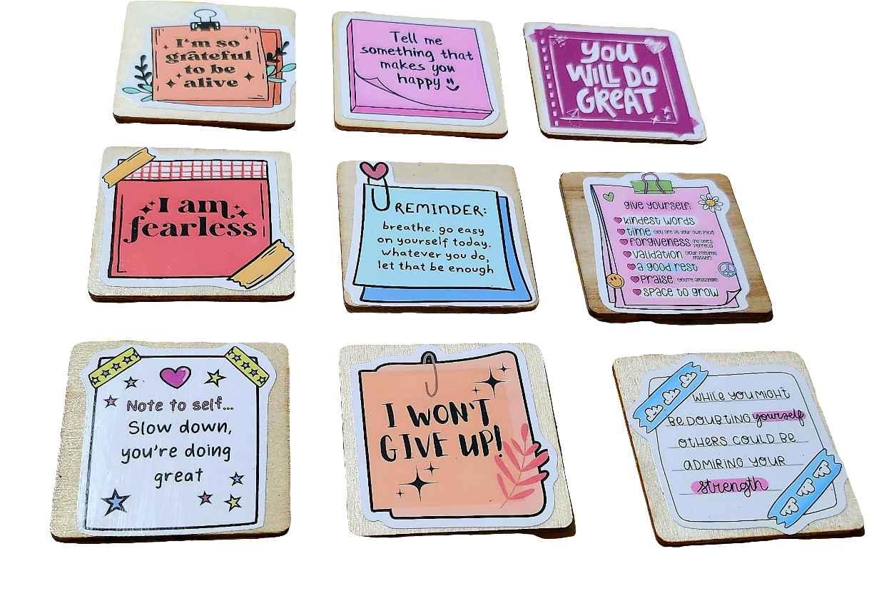 (Small Square) Motivational Wooden Magnets Souvenir
