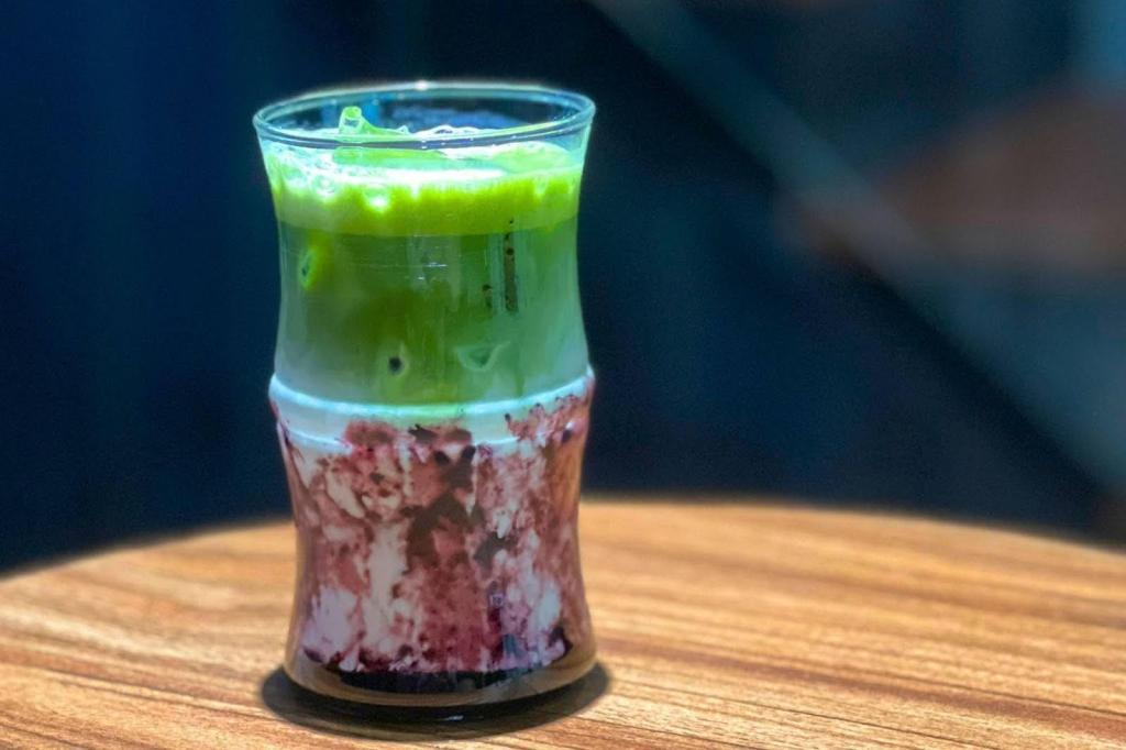 Iced Blueberry Pie Matcha Latte