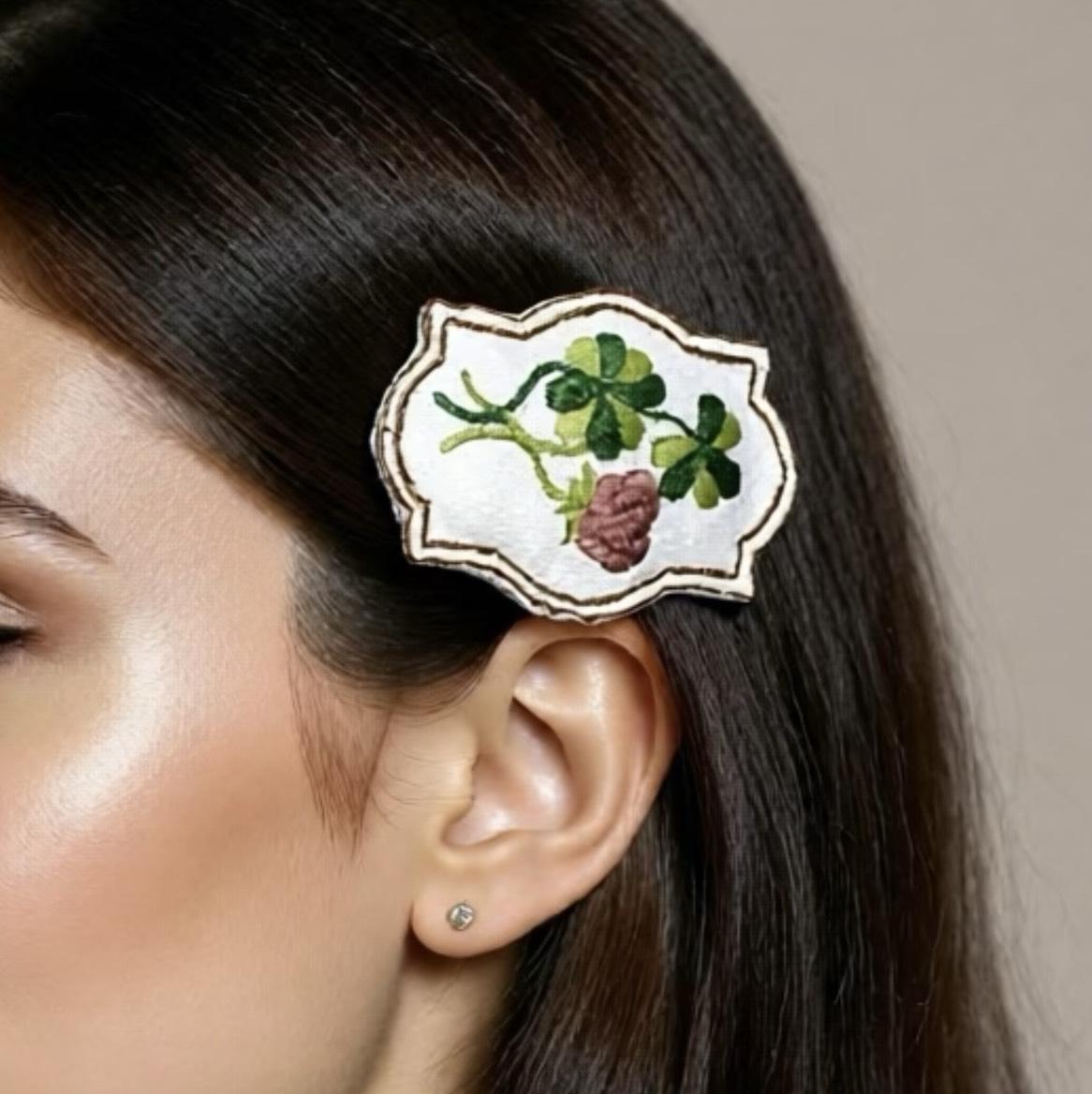 Floral Embroidery Hairclip