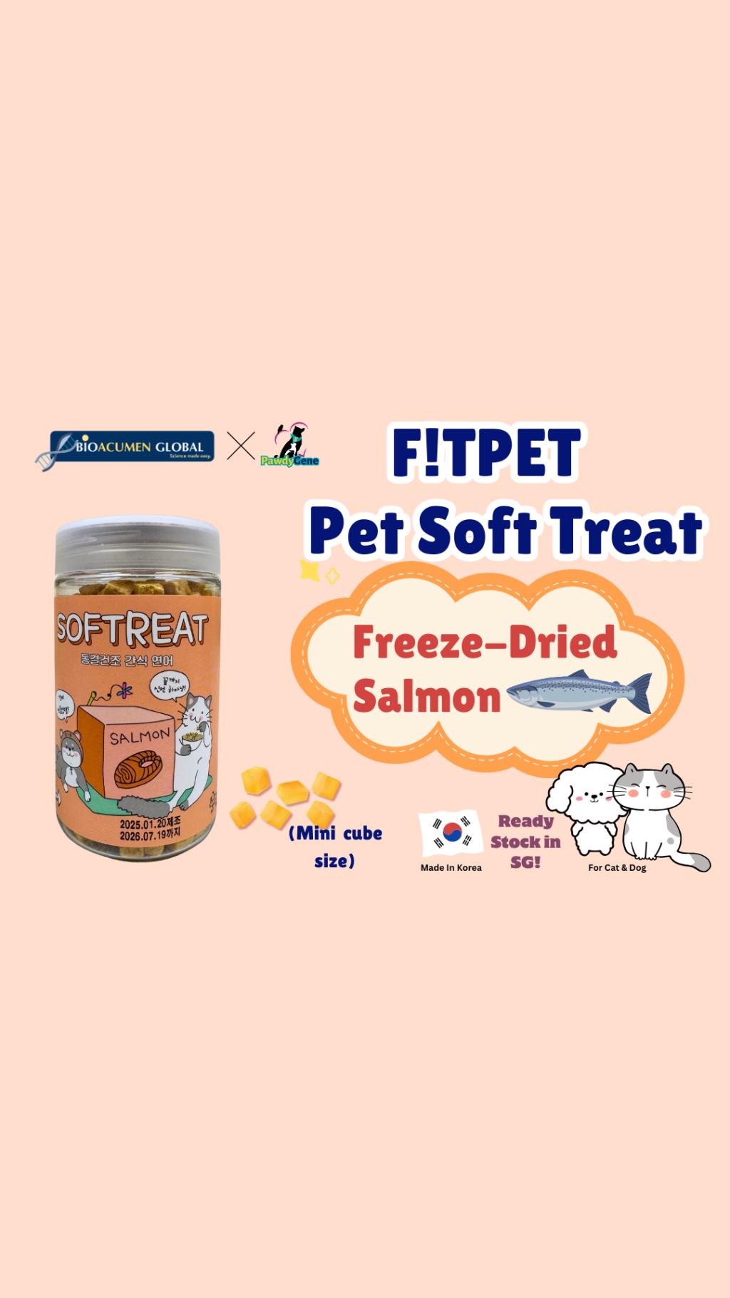 FITPET Soft Treat Freeze-Dried Salmon (Mini size cubes) For Cats and Dogs (SG Official Seller)