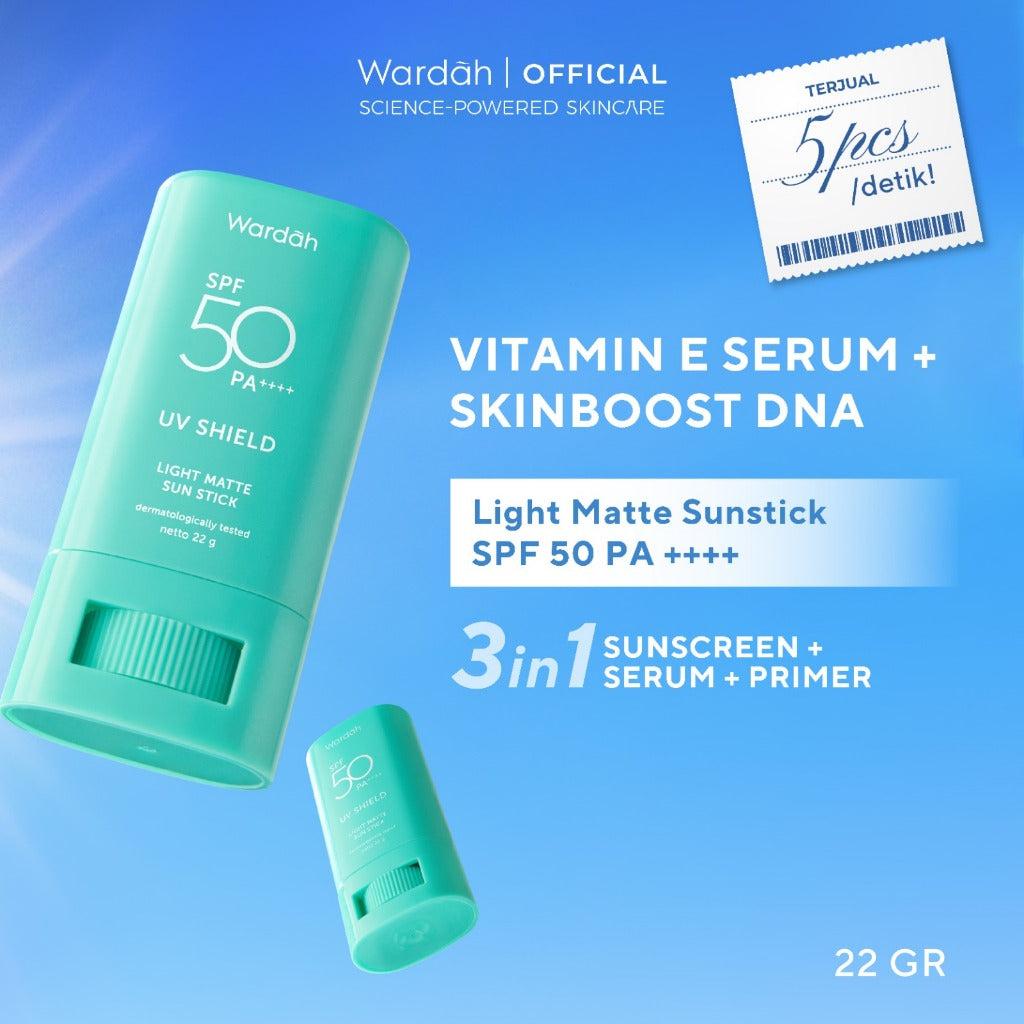 WARDAH UV Shield Light Matte Sun Stick SPF 50 PA +++ 22 g - Sunscreen Wajah 0% Alkohol dan Sebum Control - Tekstur Ringan - Unt…