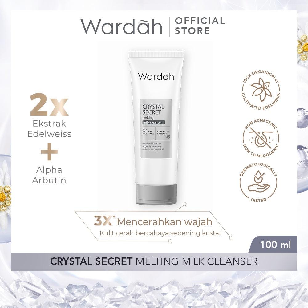 WARDAH Crystal Secret Melting Milk Cleanser - Pembersih Wajah dengan Natural AHA+PHA dan Edelweiss Extract - Mencerahkan dan Me…