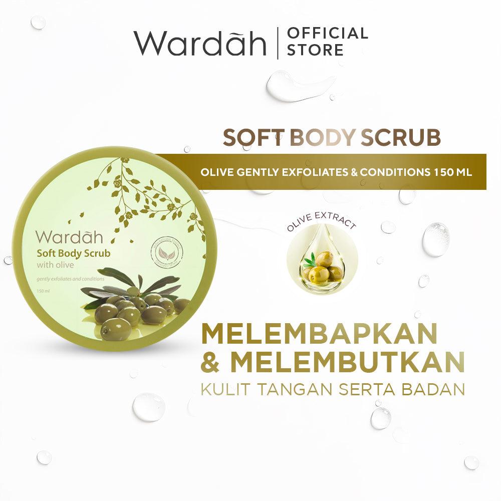 WARDAH Soft Body Scrub with Olive 240 ml - Scrub Badan Dilengkapi dengan Olive Oil yang dapat Mengangkat Sel Kulit Mati - Bulir