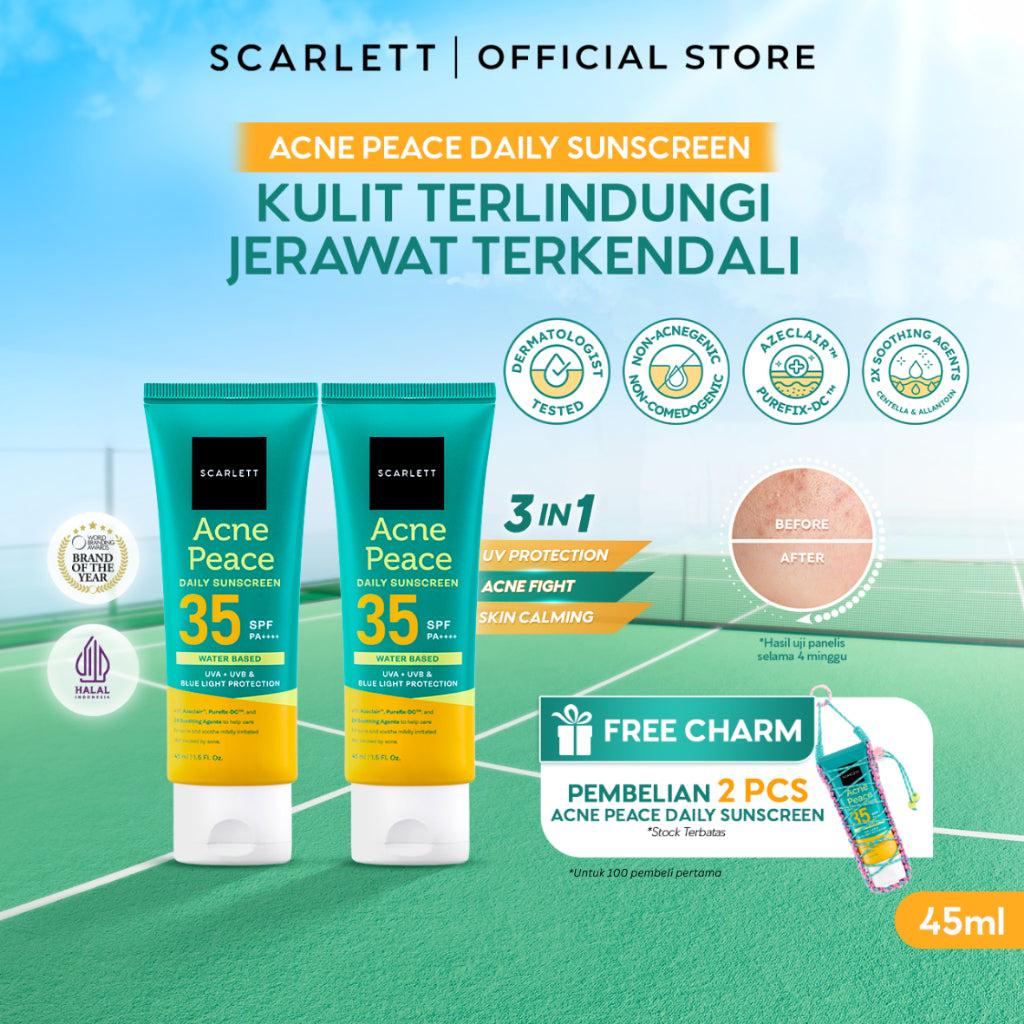 SCARLETT Twinpack Acne Peace Daily Sunscreen SPF 35 PA++++ � Sunscreen Kulit Berjerawat , Teruji In Vivo , Non Acnegenic Tested