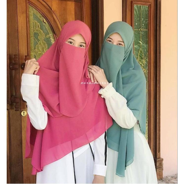 khimar segi empat jumbo 150x150 set cadar kerudung segi 3 hijab set niqab ceruty babydoll