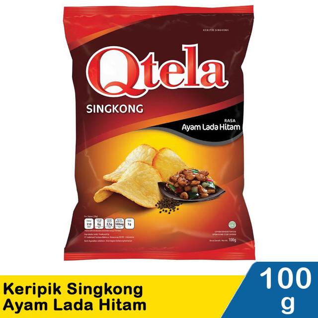 QTELA KERIPIK SINGKONG AYAM LADA HITAM 100g