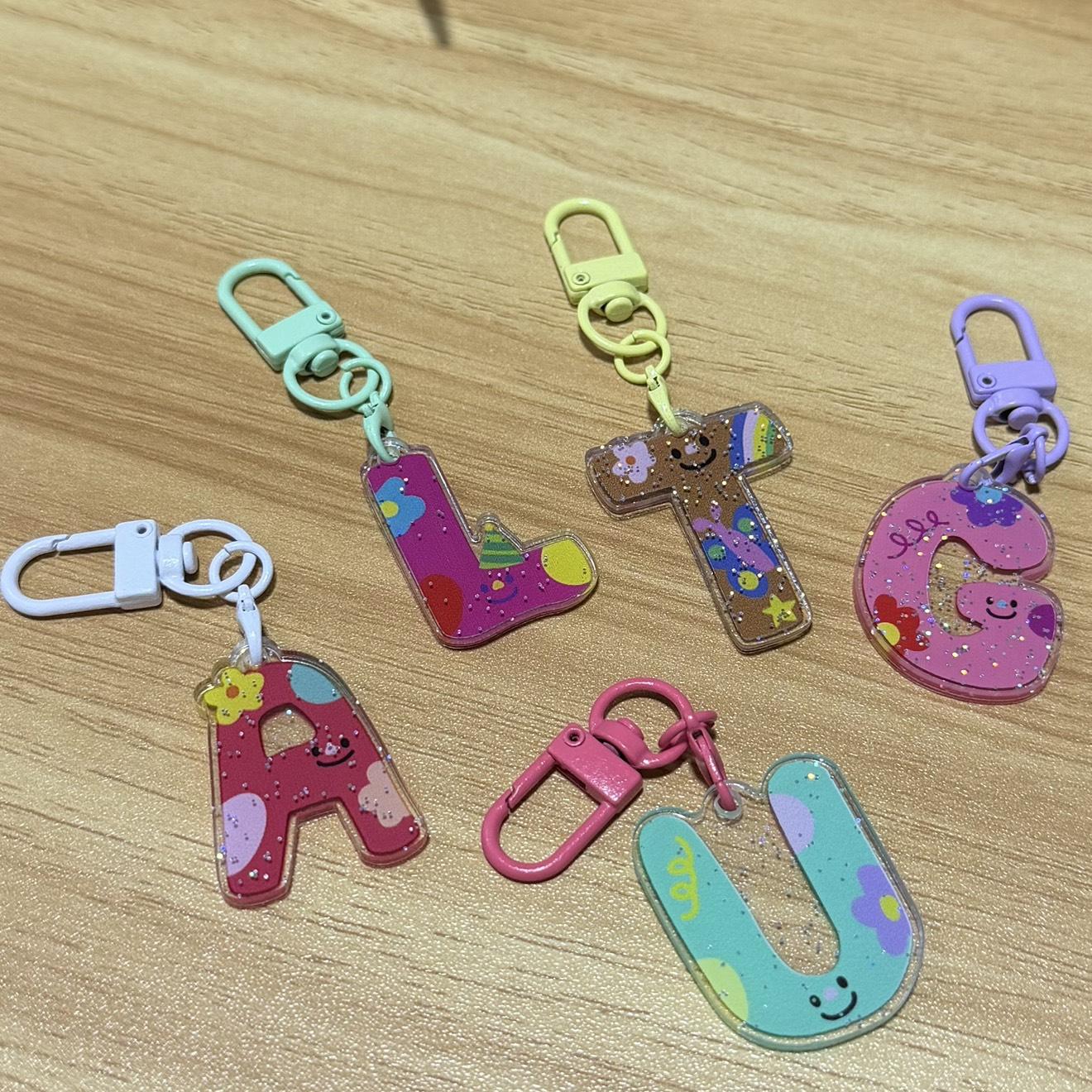 Glitter Alphabet Keychain