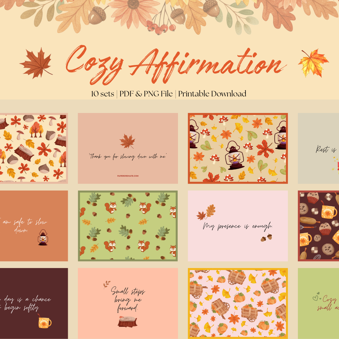 Cozy Affirmation Cards - 10 sets