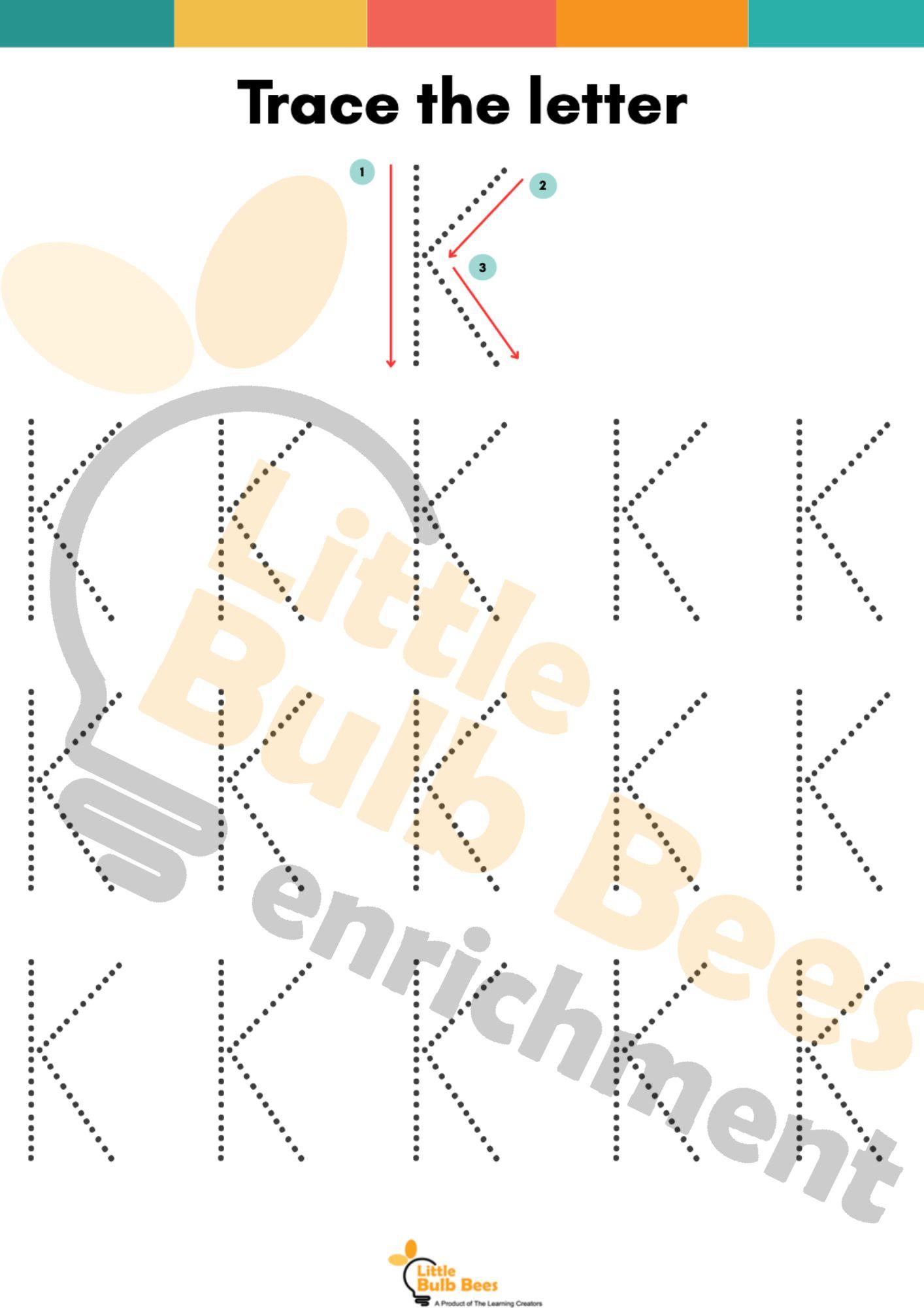 Letter K Tracing Practice Sheets (Printable)