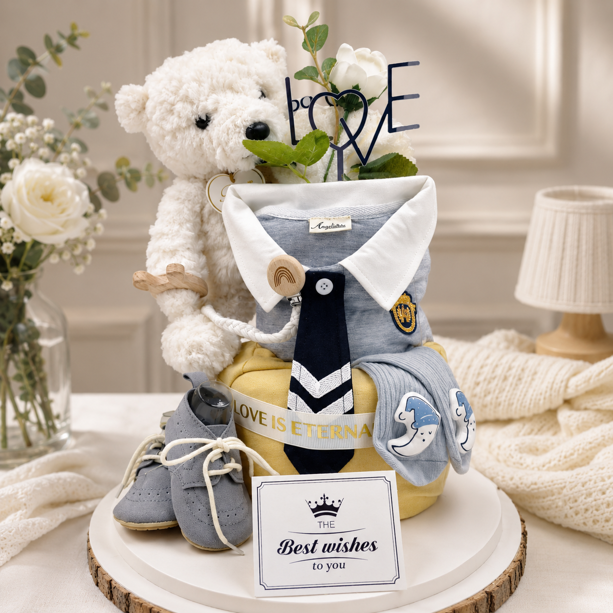 Angeliz Little Tuxedo Onesies Party Grow Premium Baby Hamper Cakebox Gift Set 12 Pcs