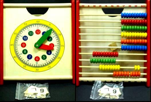 Wooden Clock N Counting Beads Puzzle