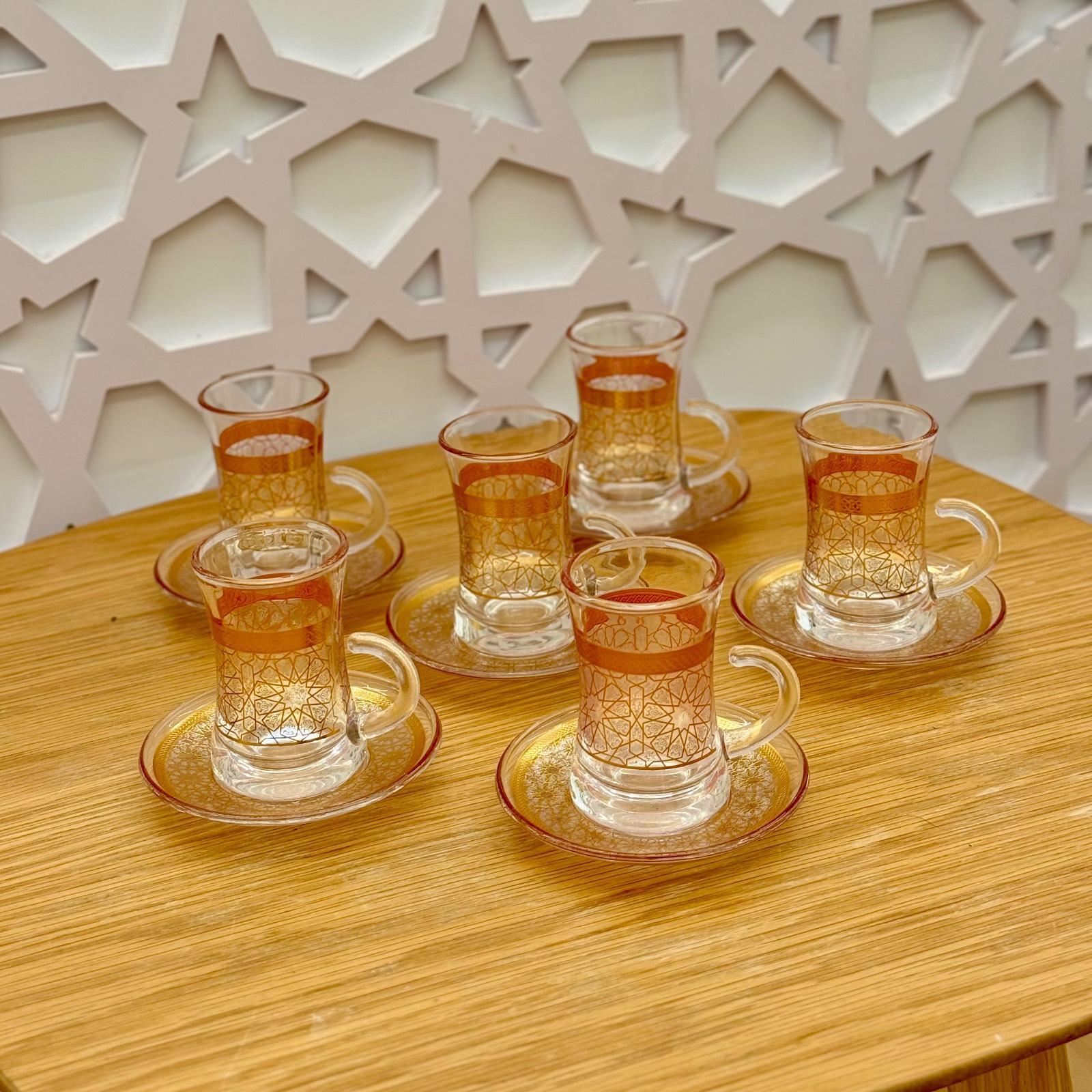 Glass Tea Cup & Saucer Set (6-pairs)