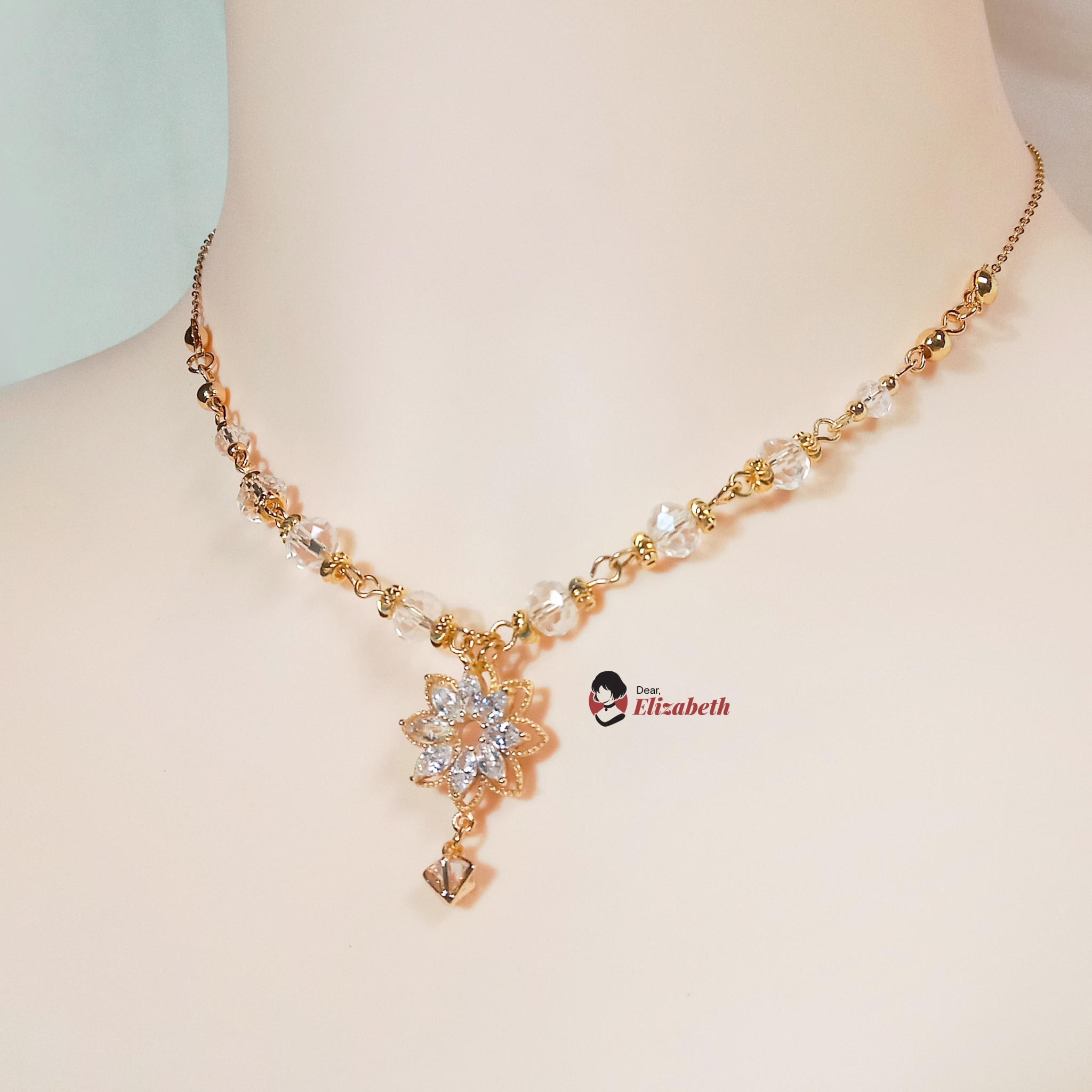 Lady Florence Floral Zircon Diamond Pendant Necklace