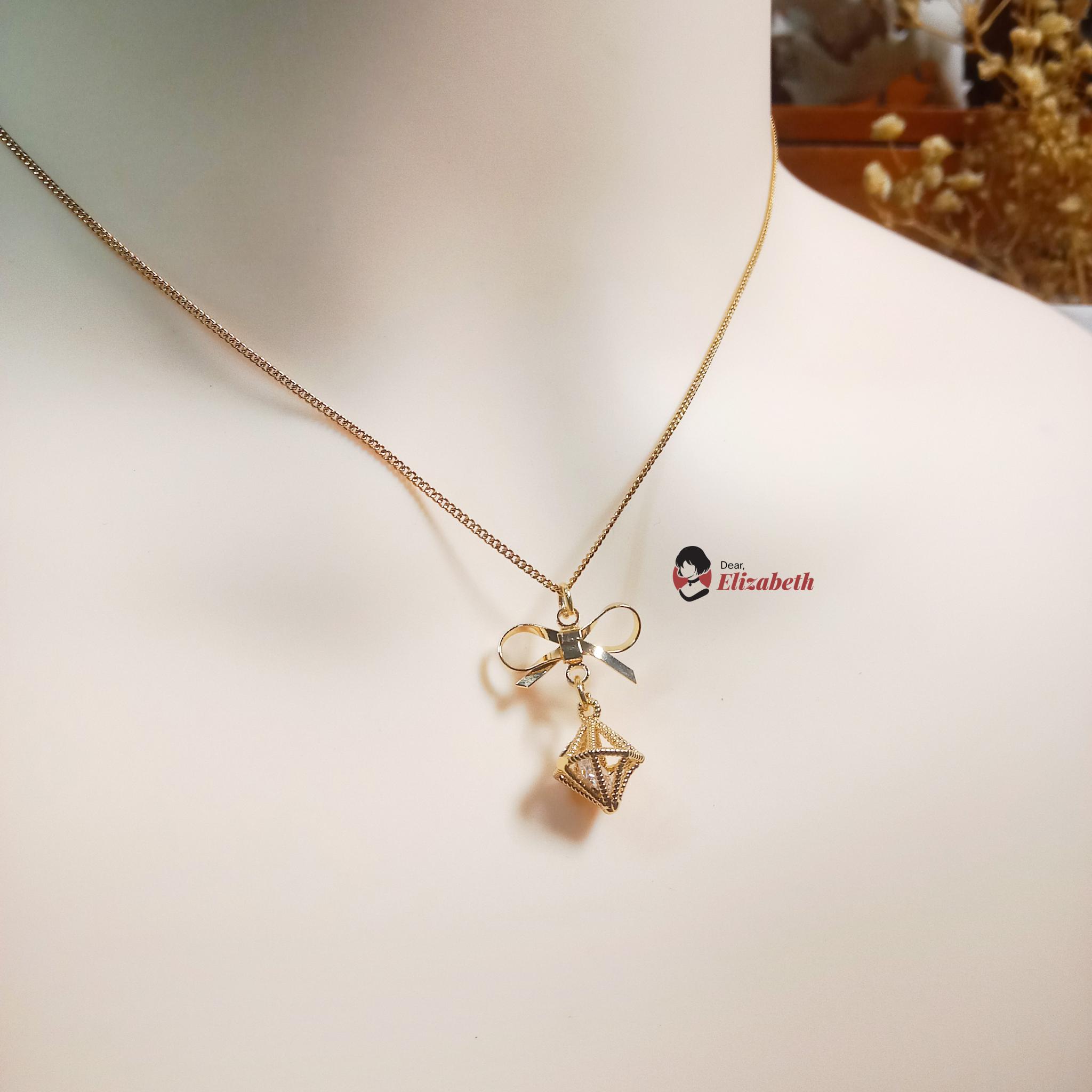 Lady Desideria Ribbon Diamond Zircon Pendant Choker Necklace