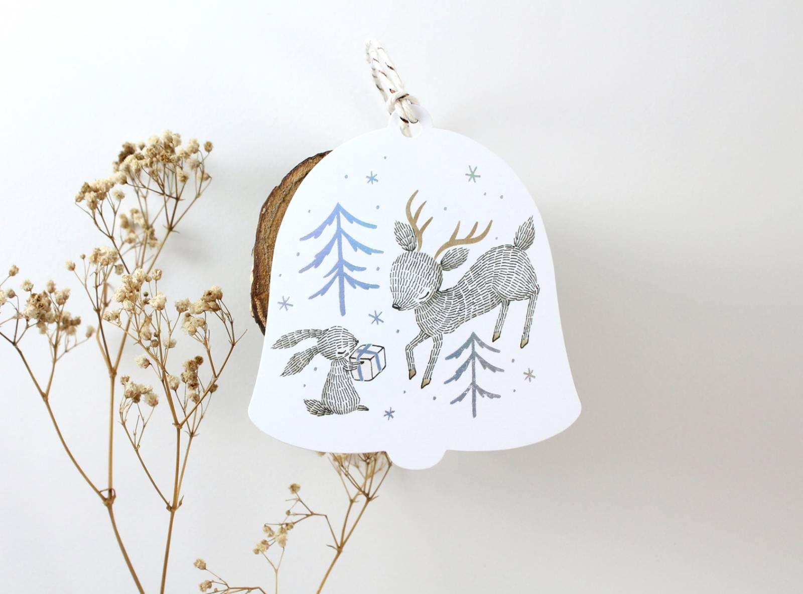 Holographic Foil Christmas Holiday Gift Tags - Rabbit, Reindeer & Christmas Gift