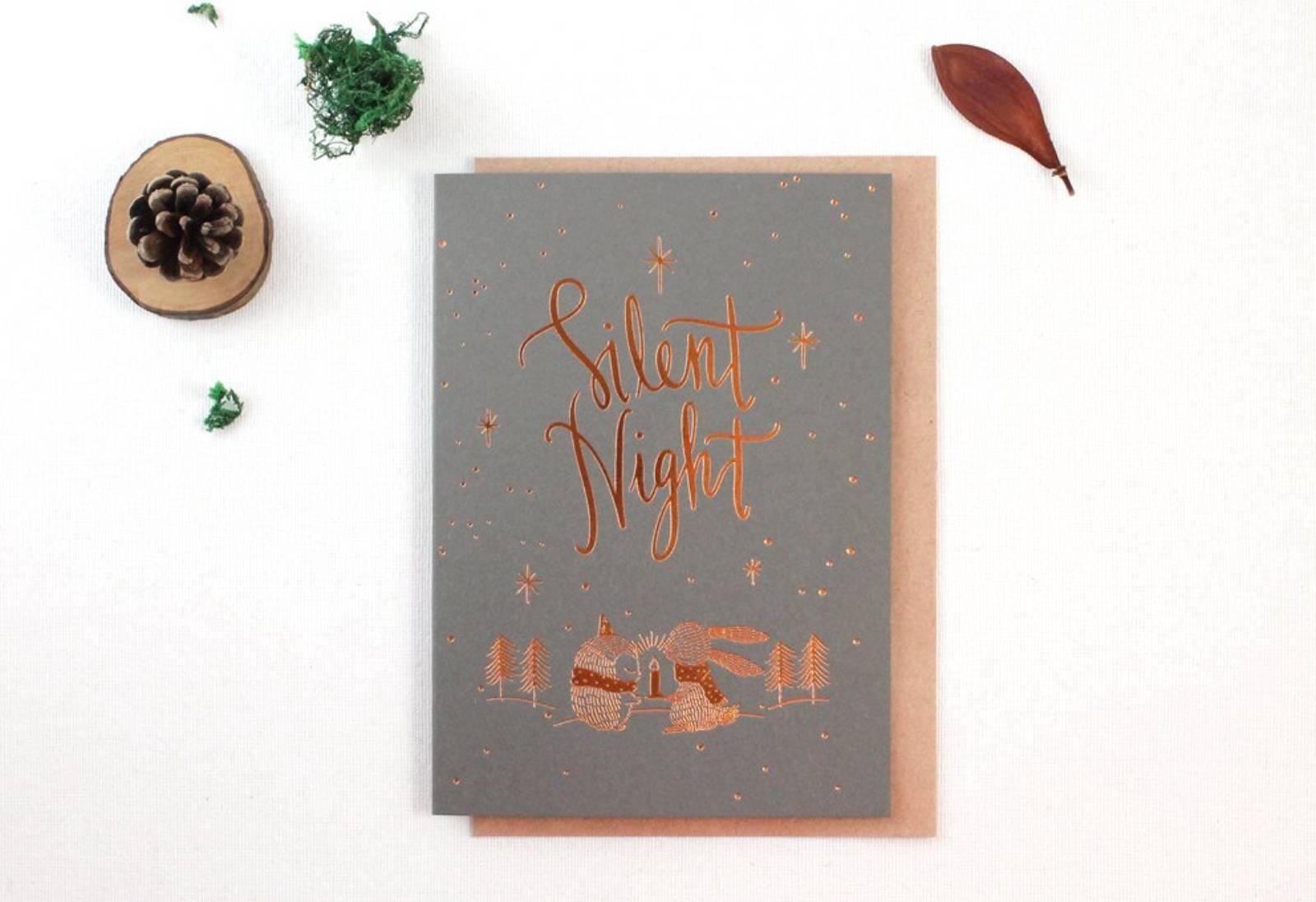 Merry Christmas - Copper Foil Christmas Greeting Card