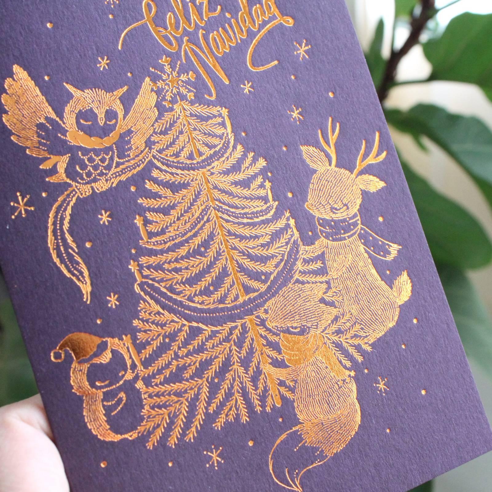Silent Night - Copper Foil Christmas Greeting Card
