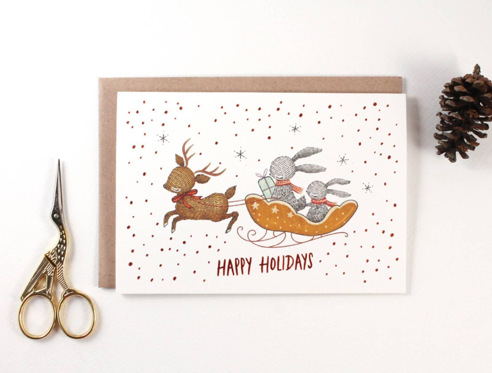 You Make Me Happy, Rabbit - Copper Foil Greeting Card